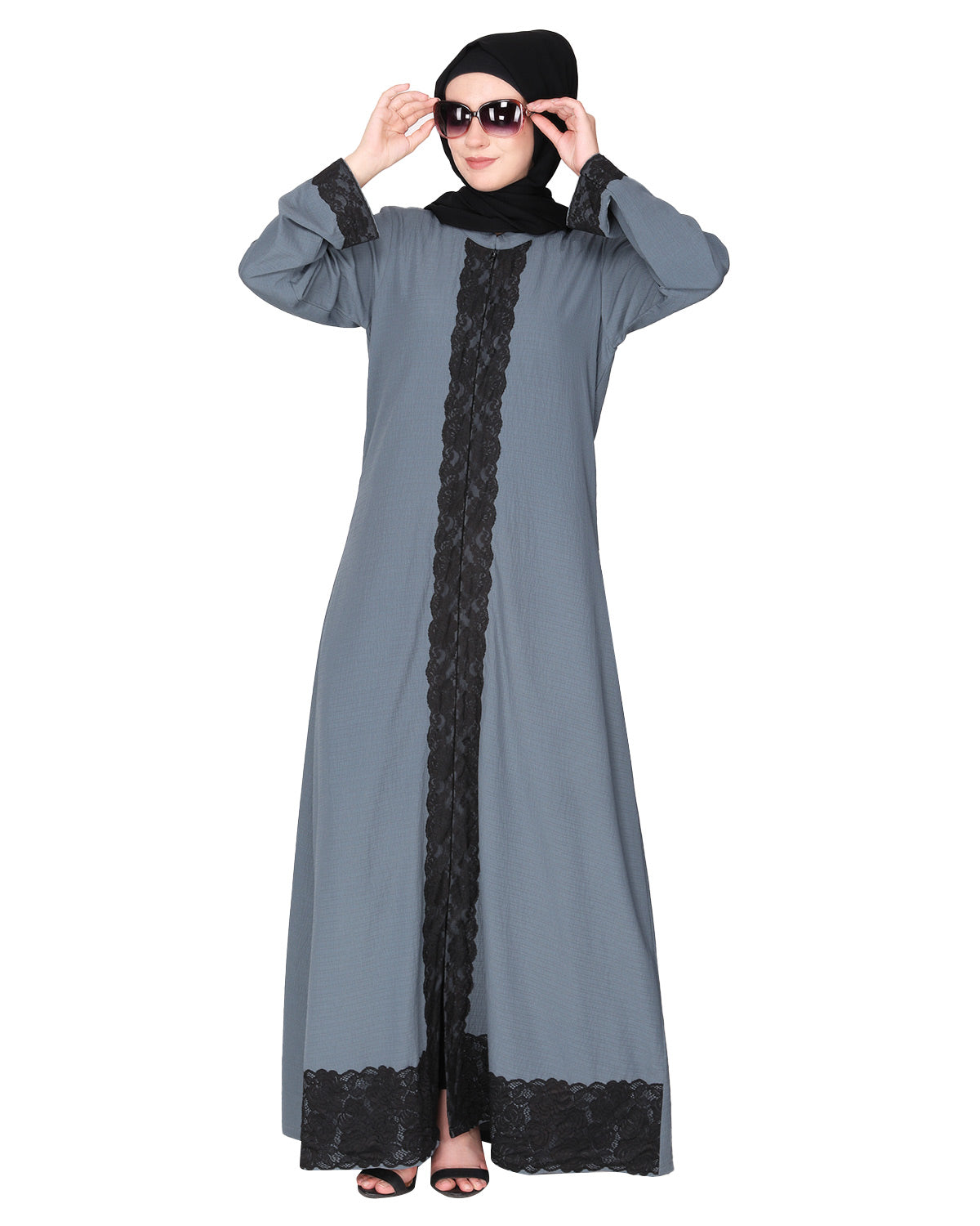Straightlaced formal dead mint front open Abaya Dead Mint