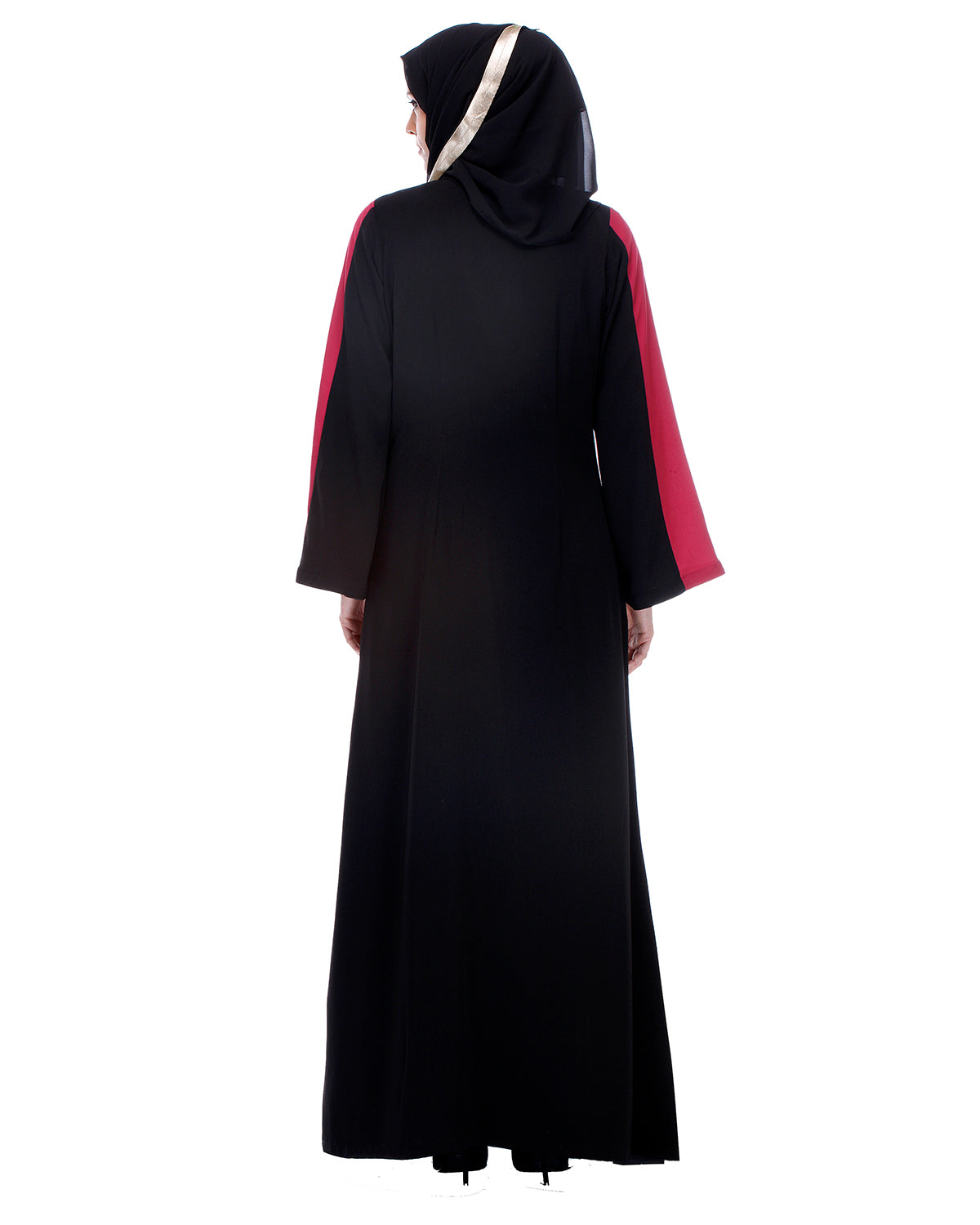 Black And Magenta Abaya Black