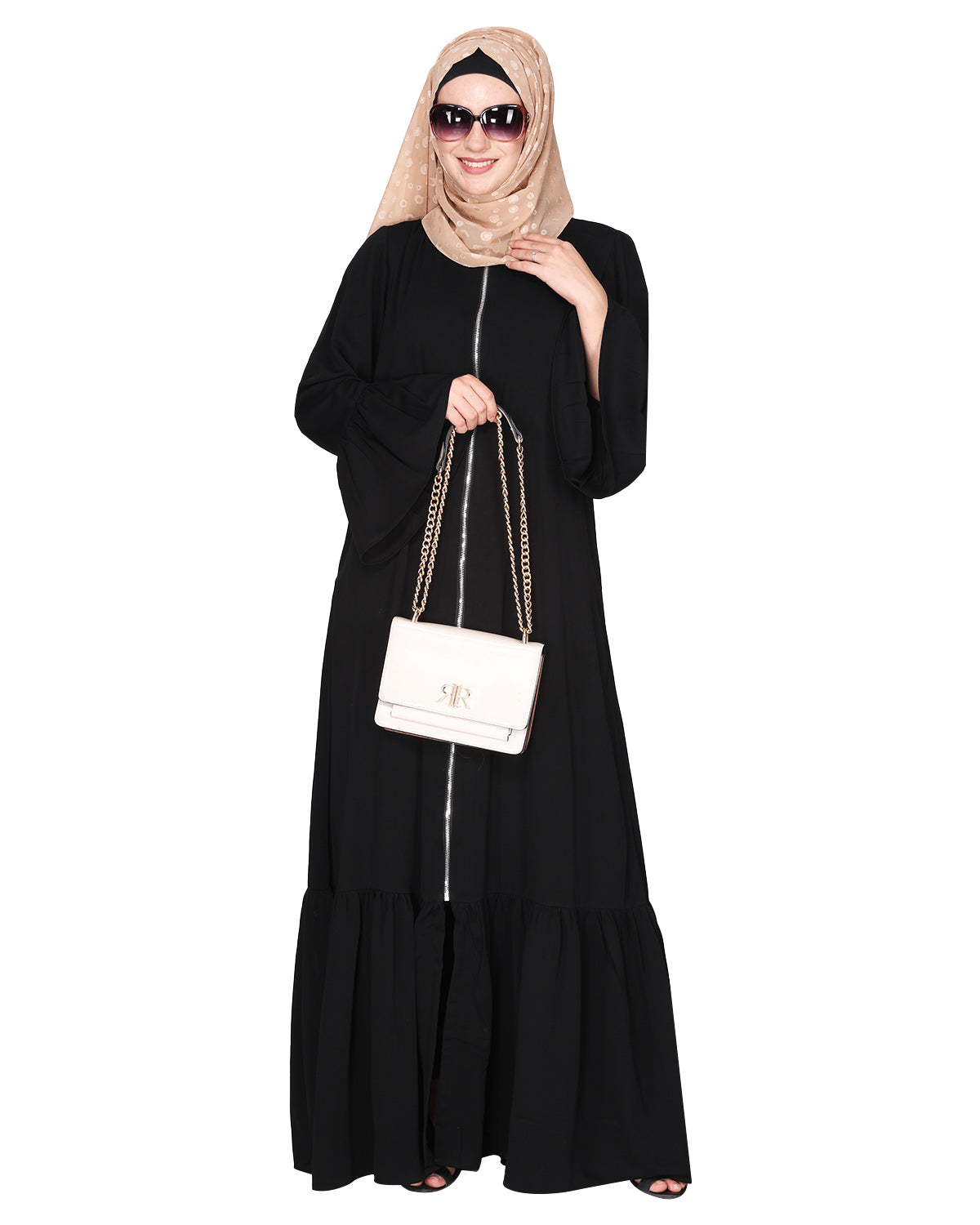 Progressive newage front open Abaya Black
