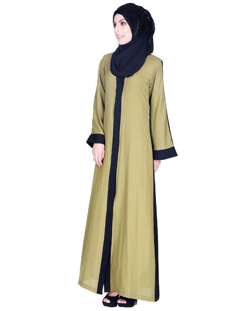Balck And Green Abaya Green