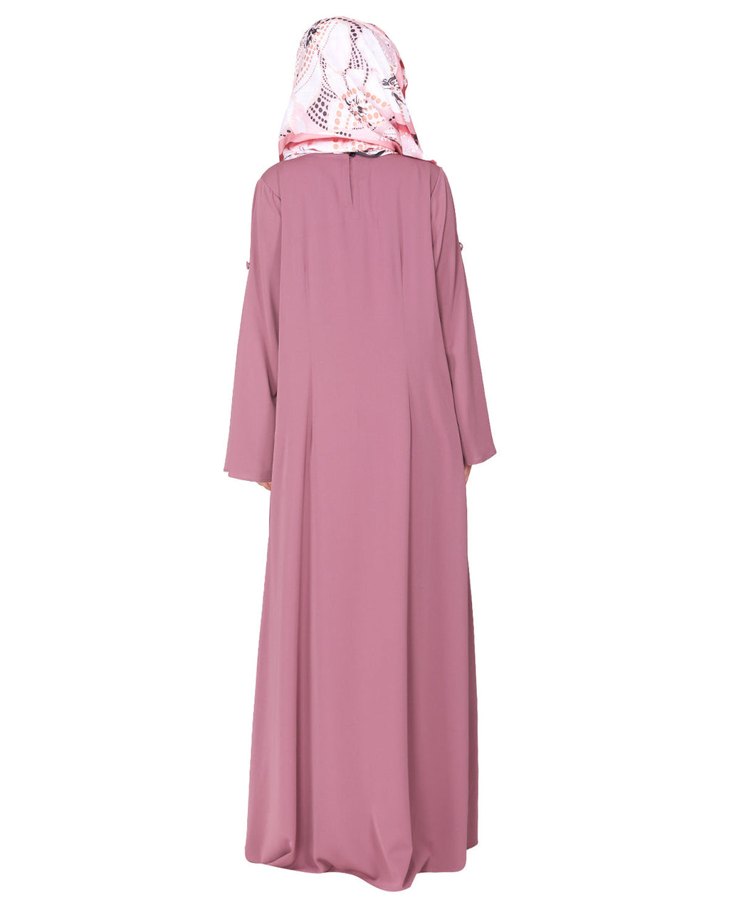 Dignified Buttons and Pintuck abaya Onion Pink