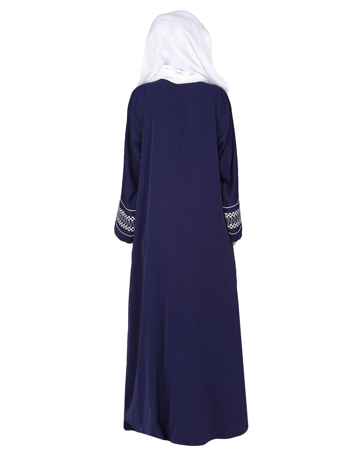 A magnificent Palestinian motif front open embroidered abaya Blue