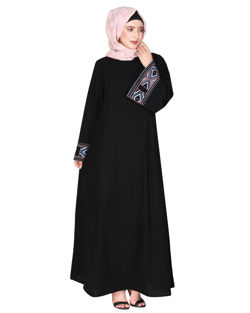 A pretty smooth flowing Bohemian Bell Sleeves abaya Black