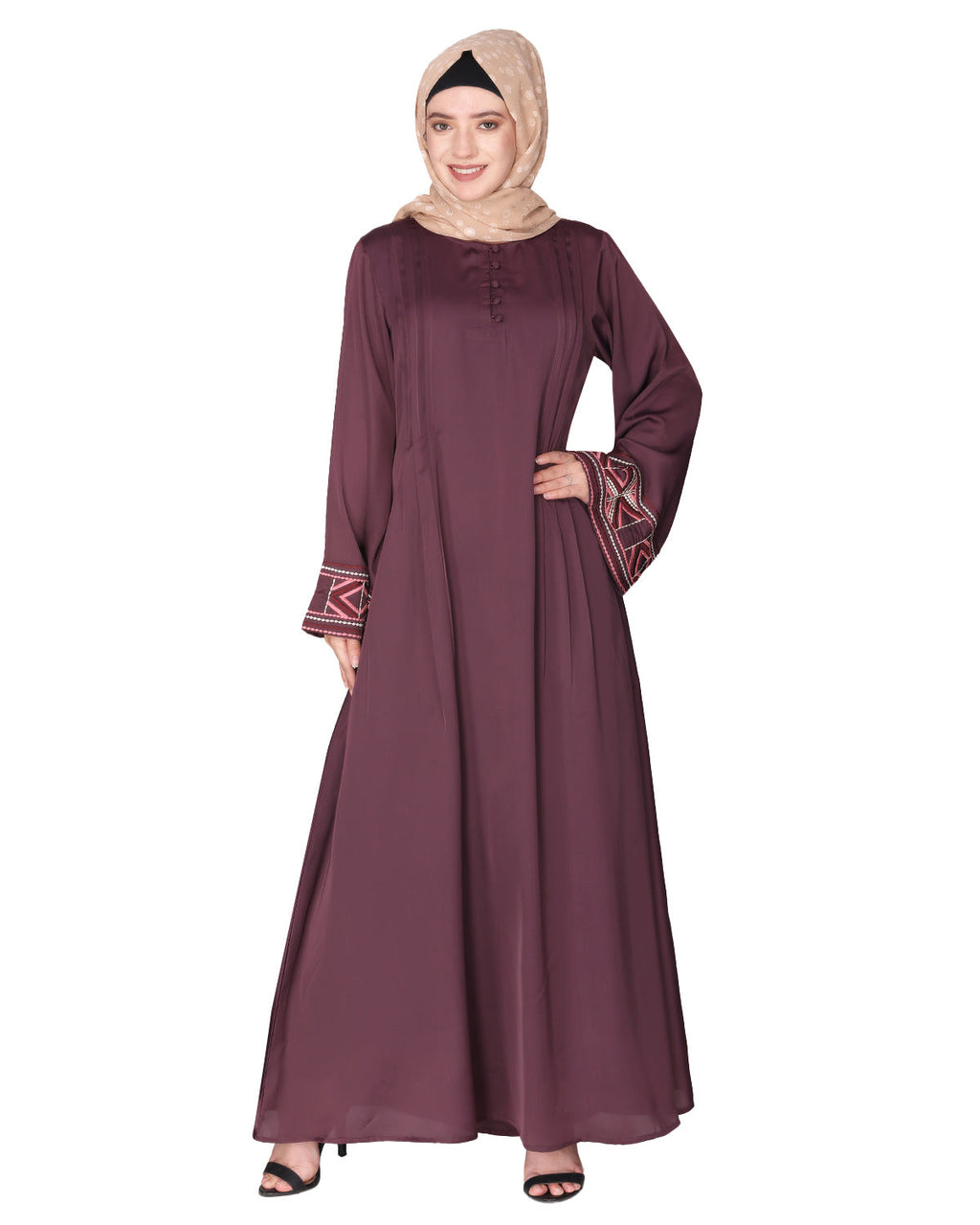 A pretty smooth flowing Bohemian Bell Sleeves abaya Purple