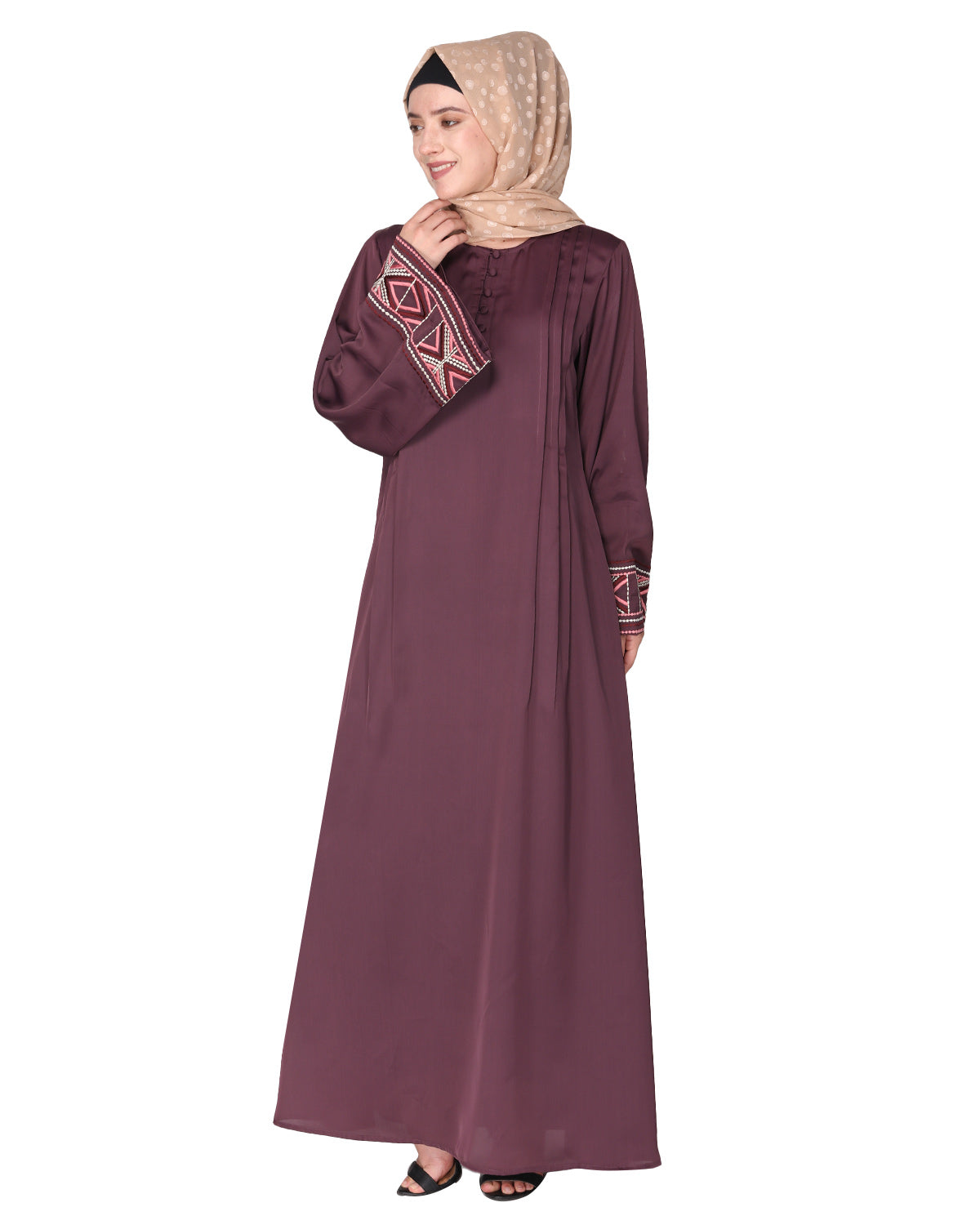 A pretty smooth flowing Bohemian Bell Sleeves abaya Purple
