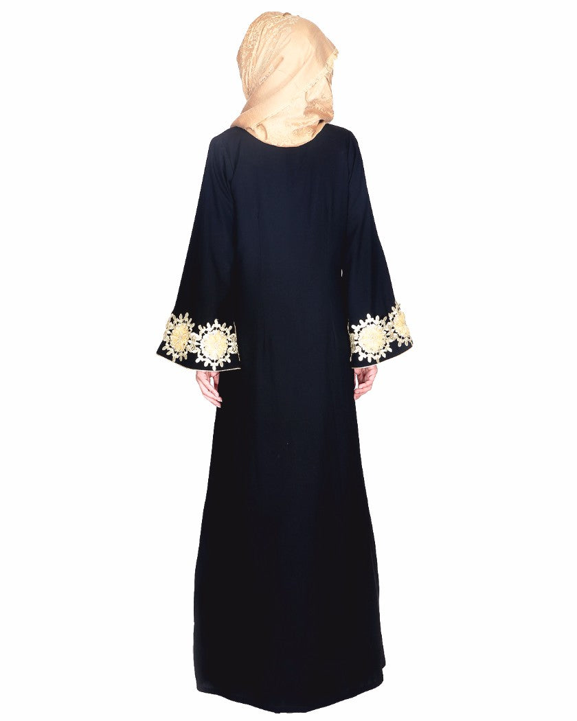 Black Abaya With Embellished Bell Sleeve Black