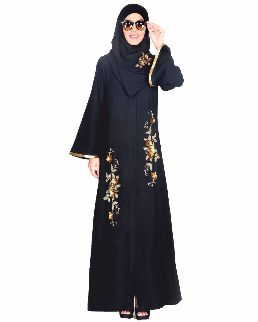 Beautiful Hand Embroidered Abaya Black