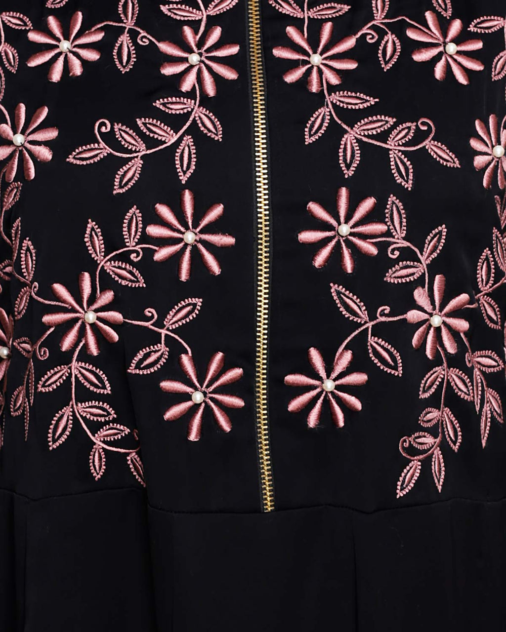 Beautiful Embroidered Abaya Yoke Black
