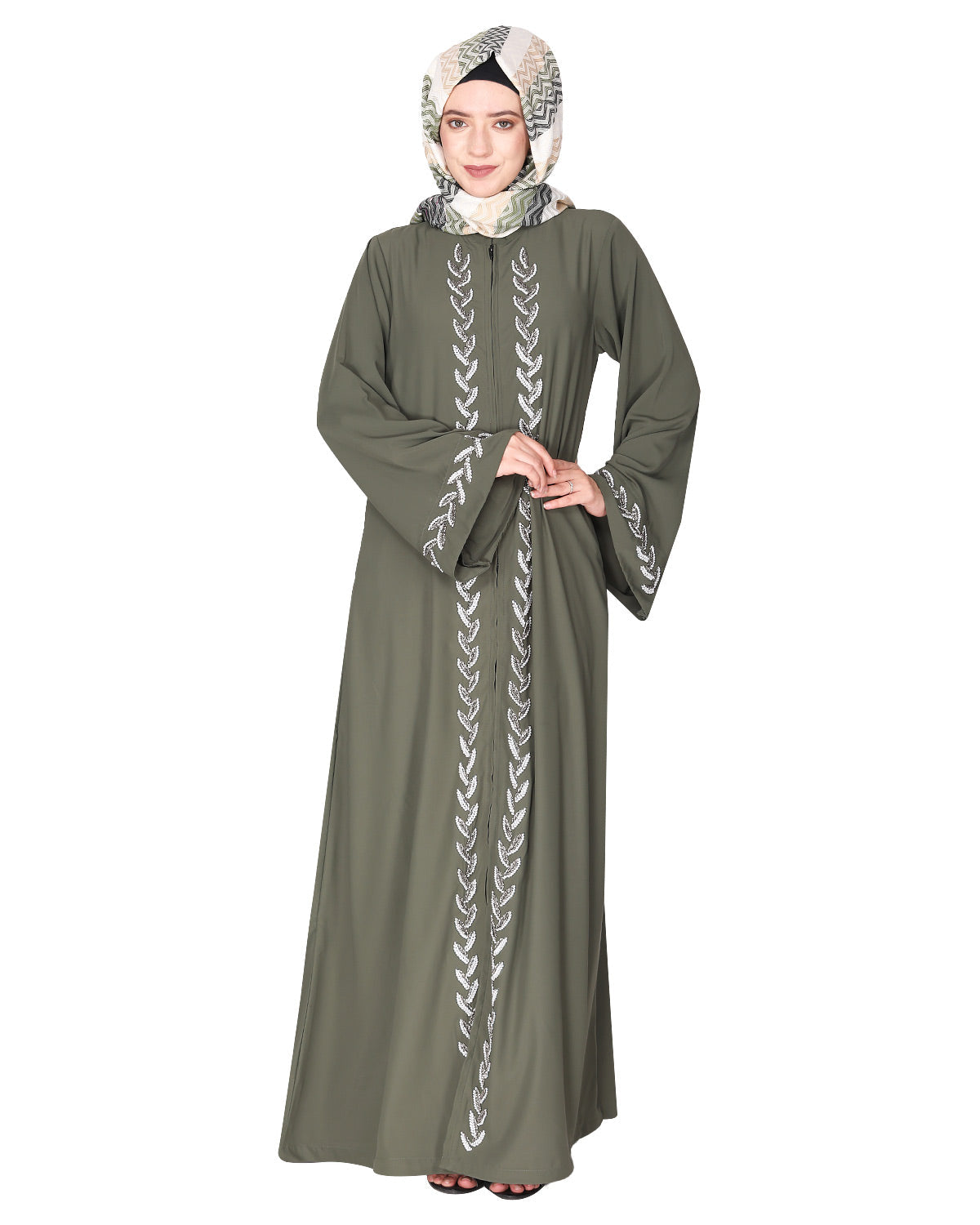 Extraordinary Pearl Drop leaves abaya Dead Mint