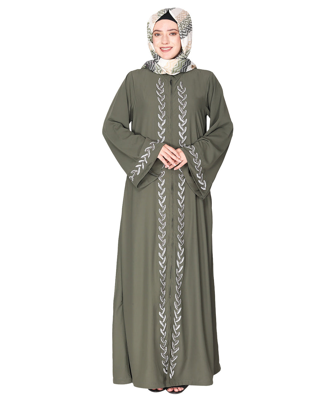 Extraordinary Pearl Drop leaves abaya Dead Mint
