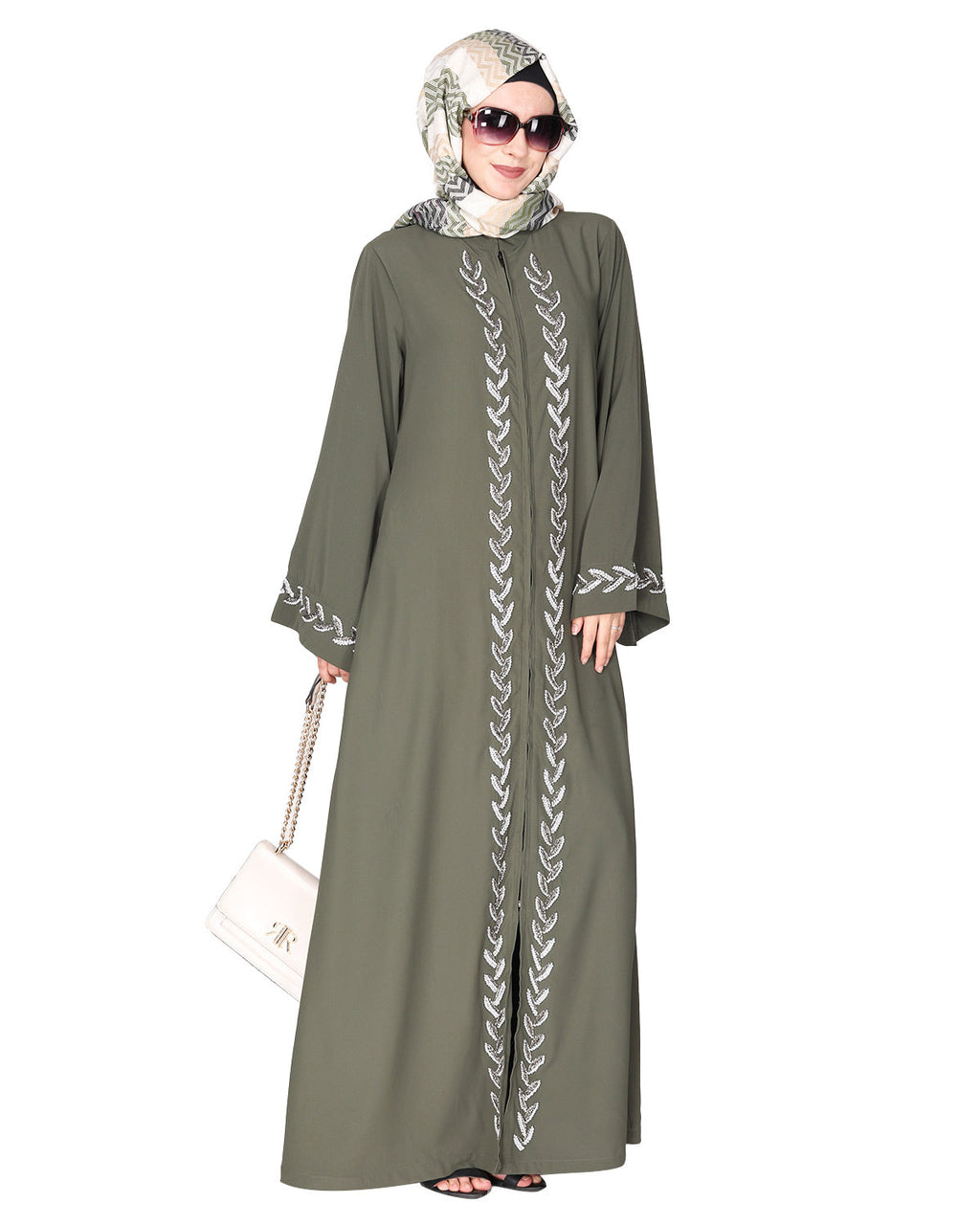 Extraordinary Pearl Drop leaves abaya Dead Mint