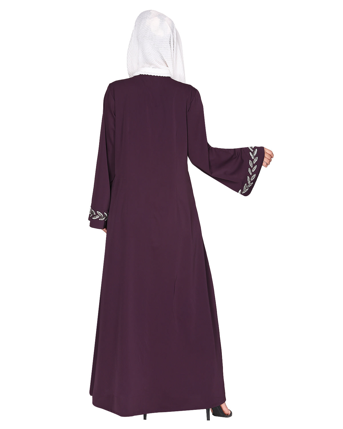 Extraordinary Pearl Drop leaves abaya Purple
