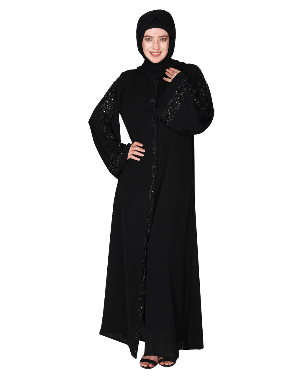 Gleaming Beaded Handwork Abaya