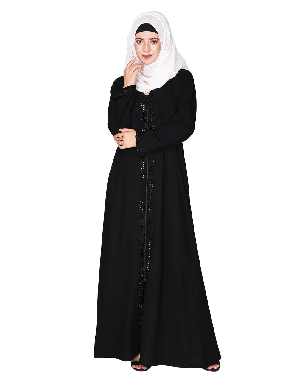 sparkling design Swarovski Crystal Stone Work abaya Black XS