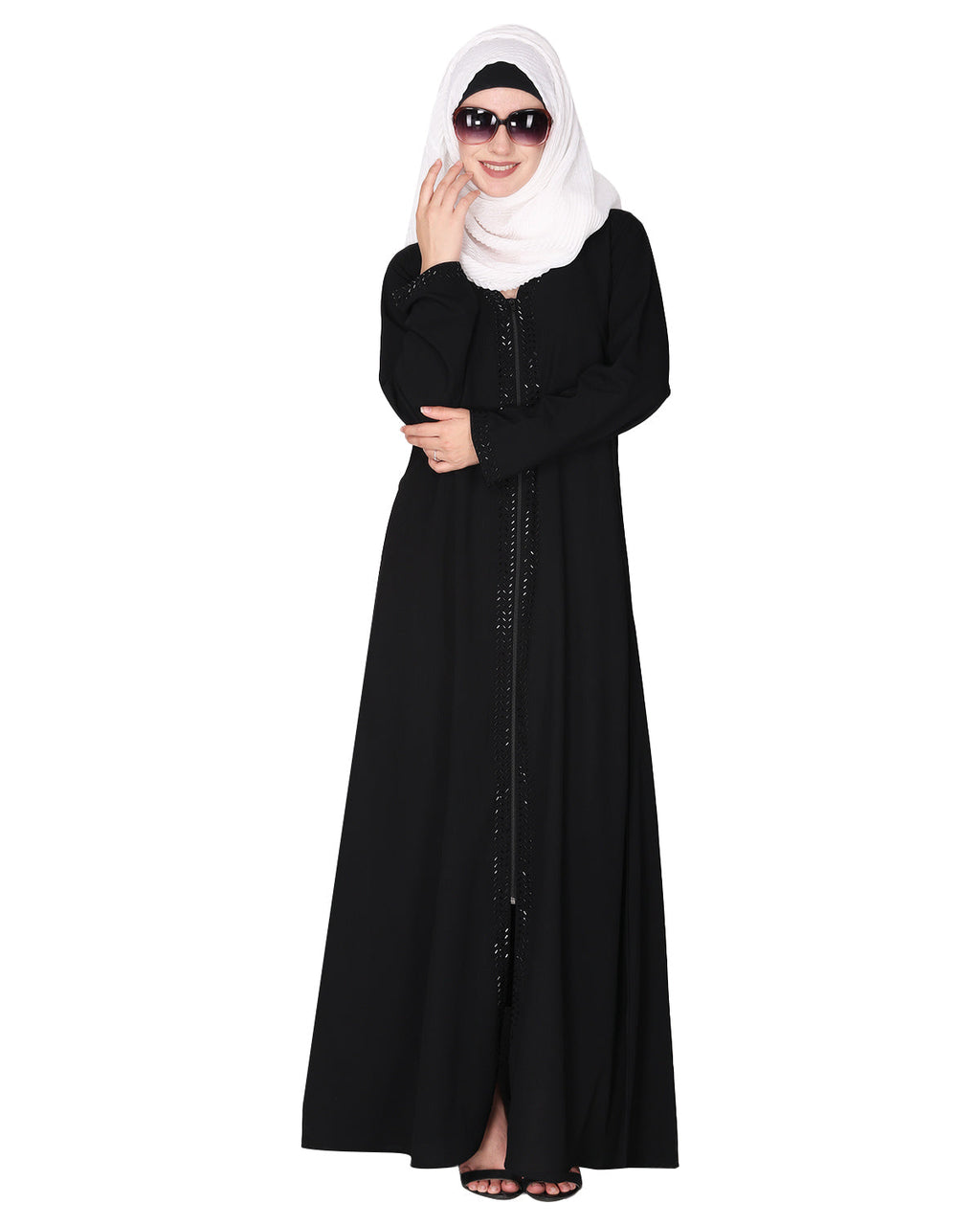 sparkling design Swarovski Crystal Stone Work abaya Black