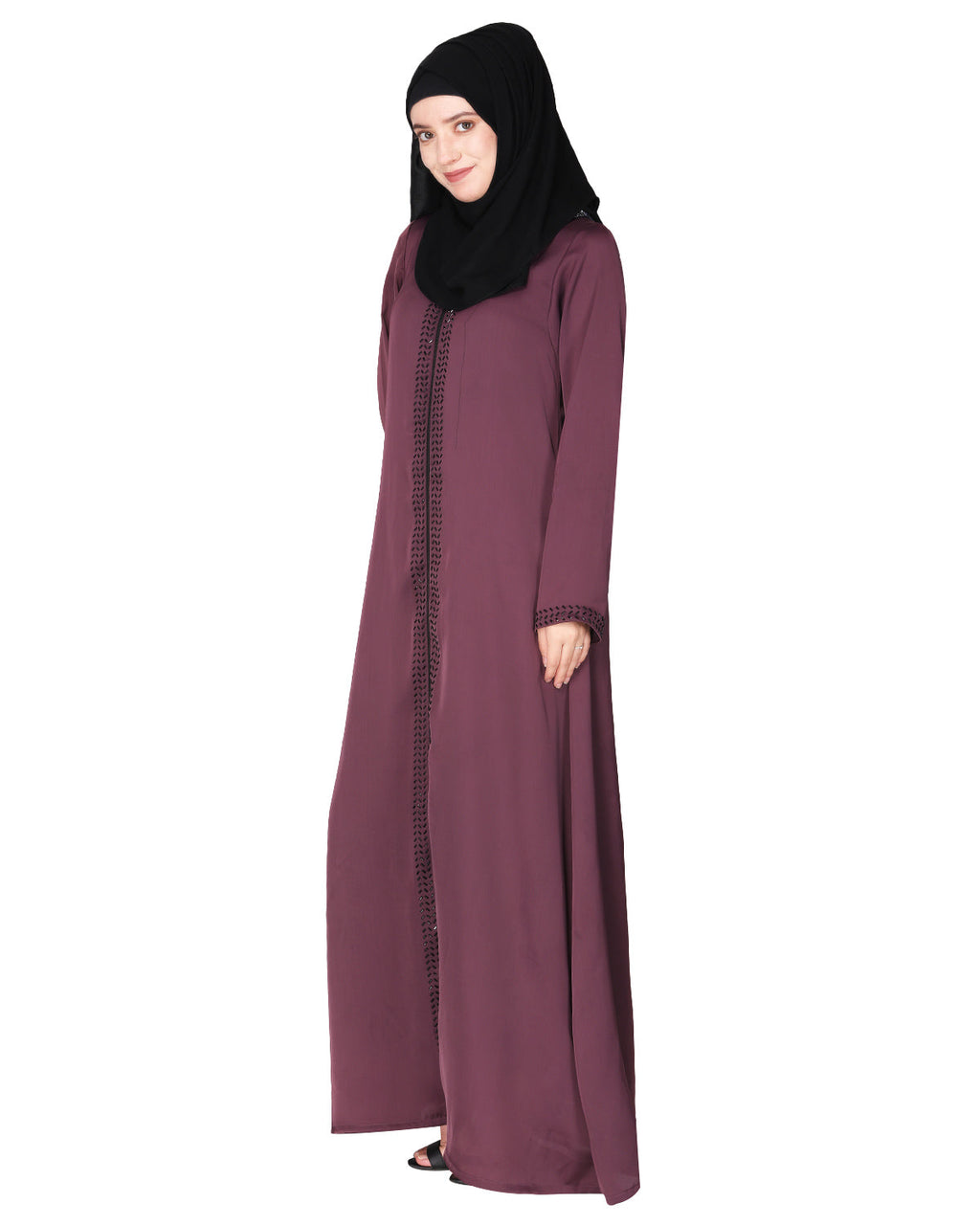 sparkling design Swarovski Crystal Stone Work abaya Purple XS