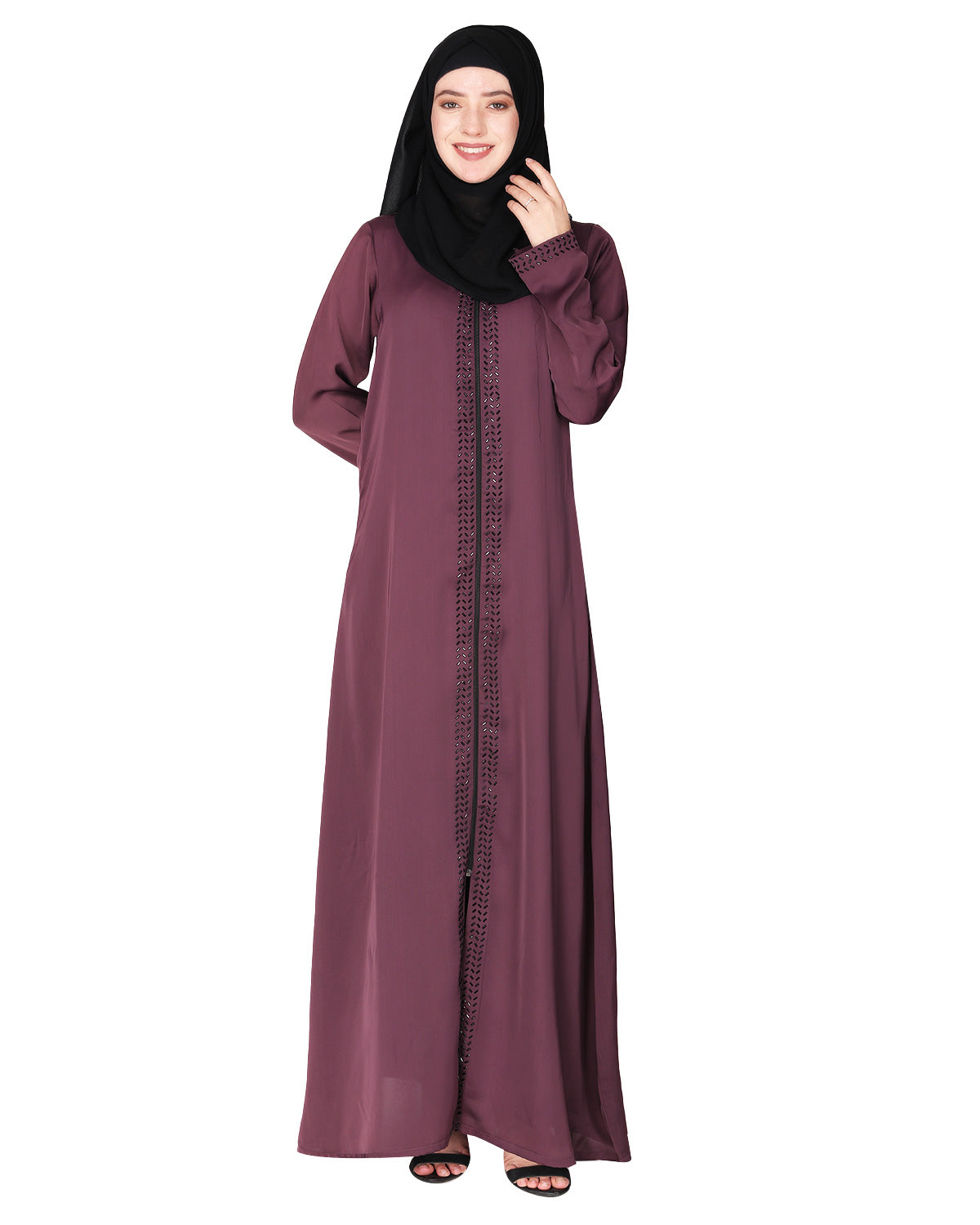 sparkling design Swarovski Crystal Stone Work abaya Purple