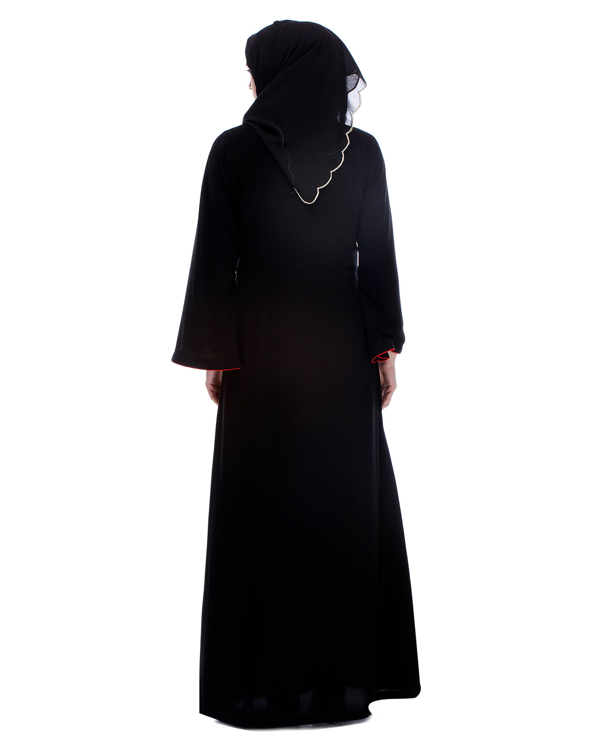 Black Abaya With Multi Coloured Thread Embroidery Black