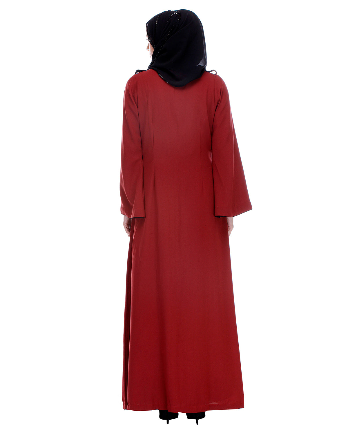 Maroon Abaya With Black Detailing Maroon