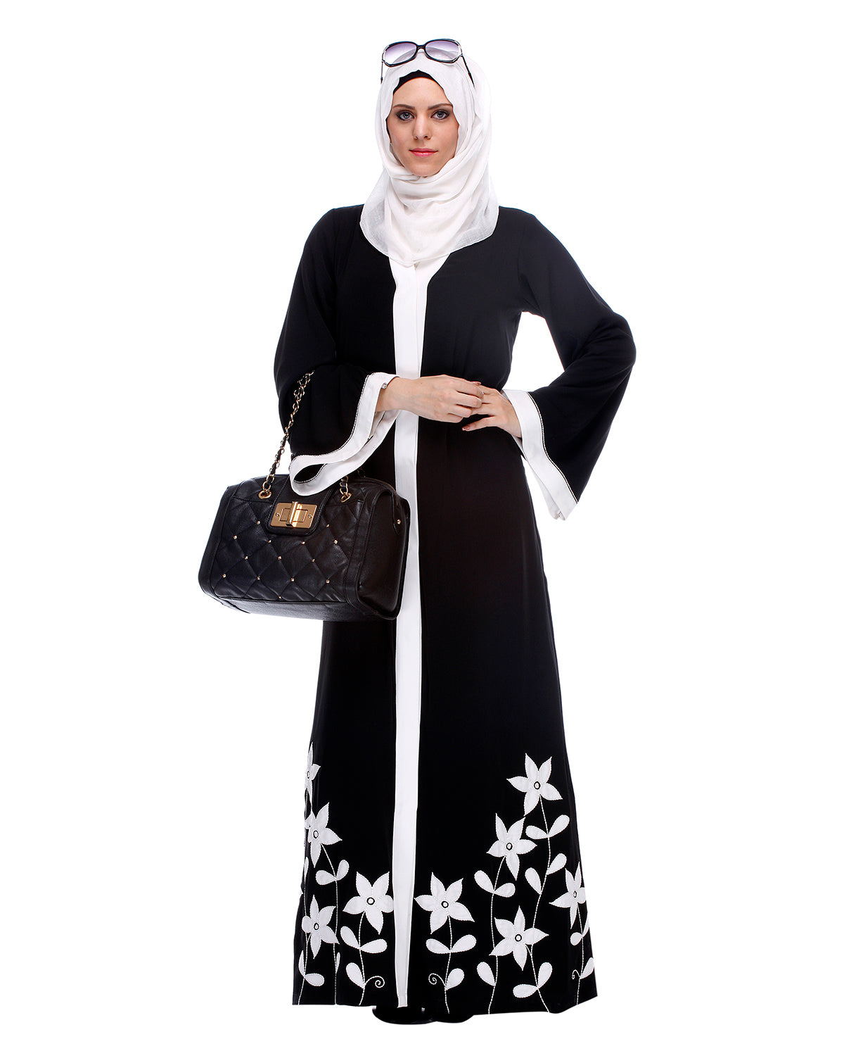 Abaya With Applique Embroidery Black