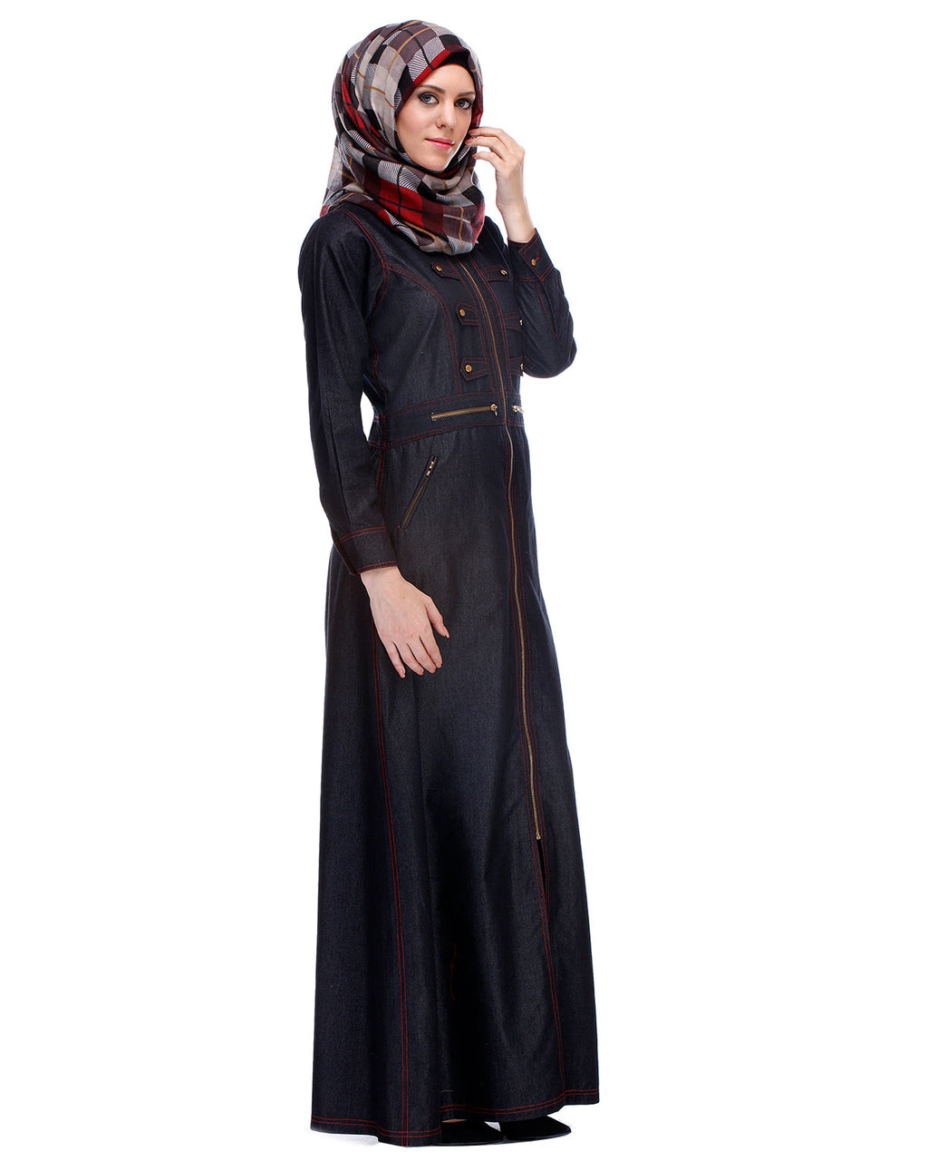Black Denim Abaya Black