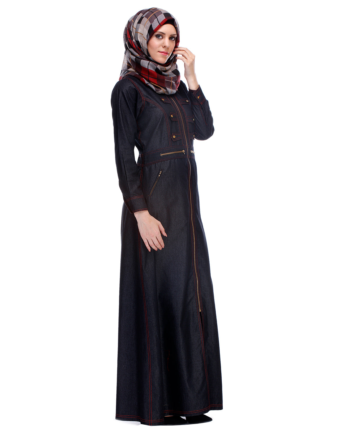 Black Denim Abaya Black