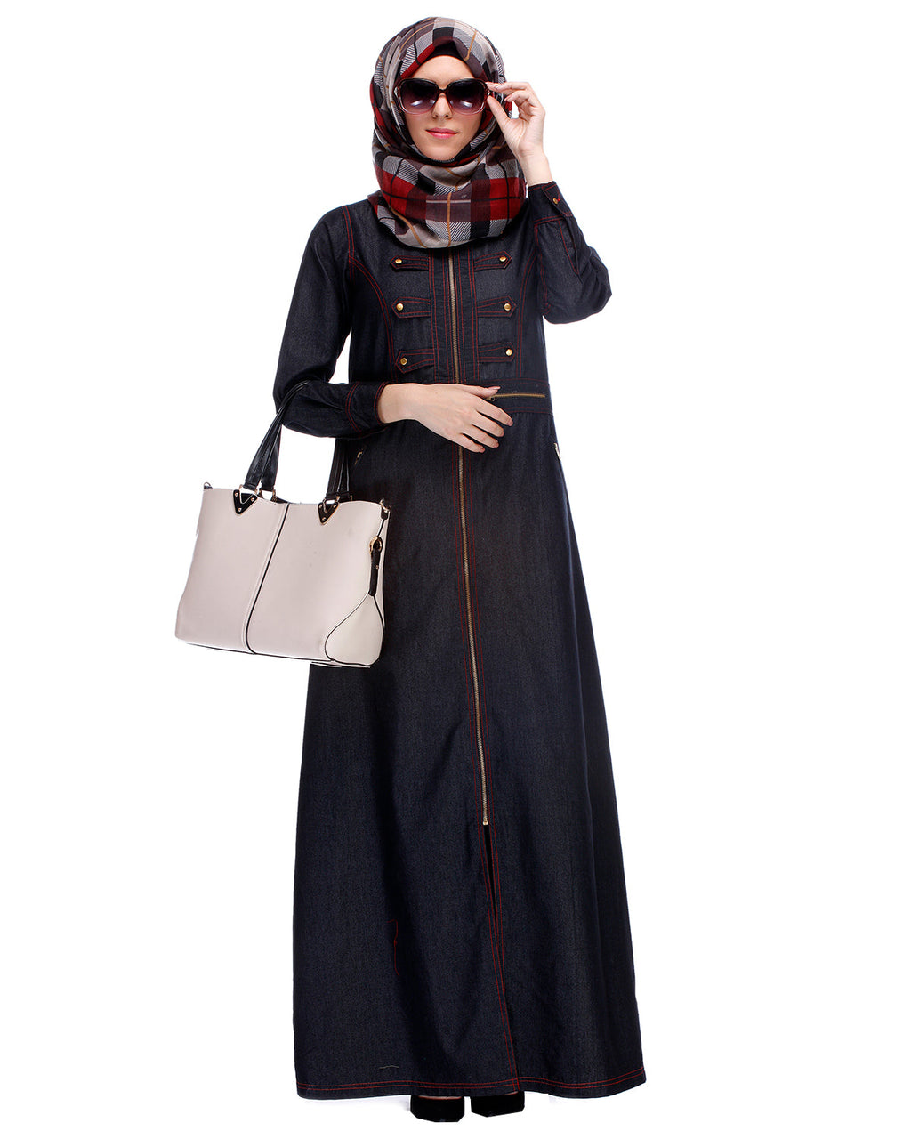 Black Denim Abaya Black