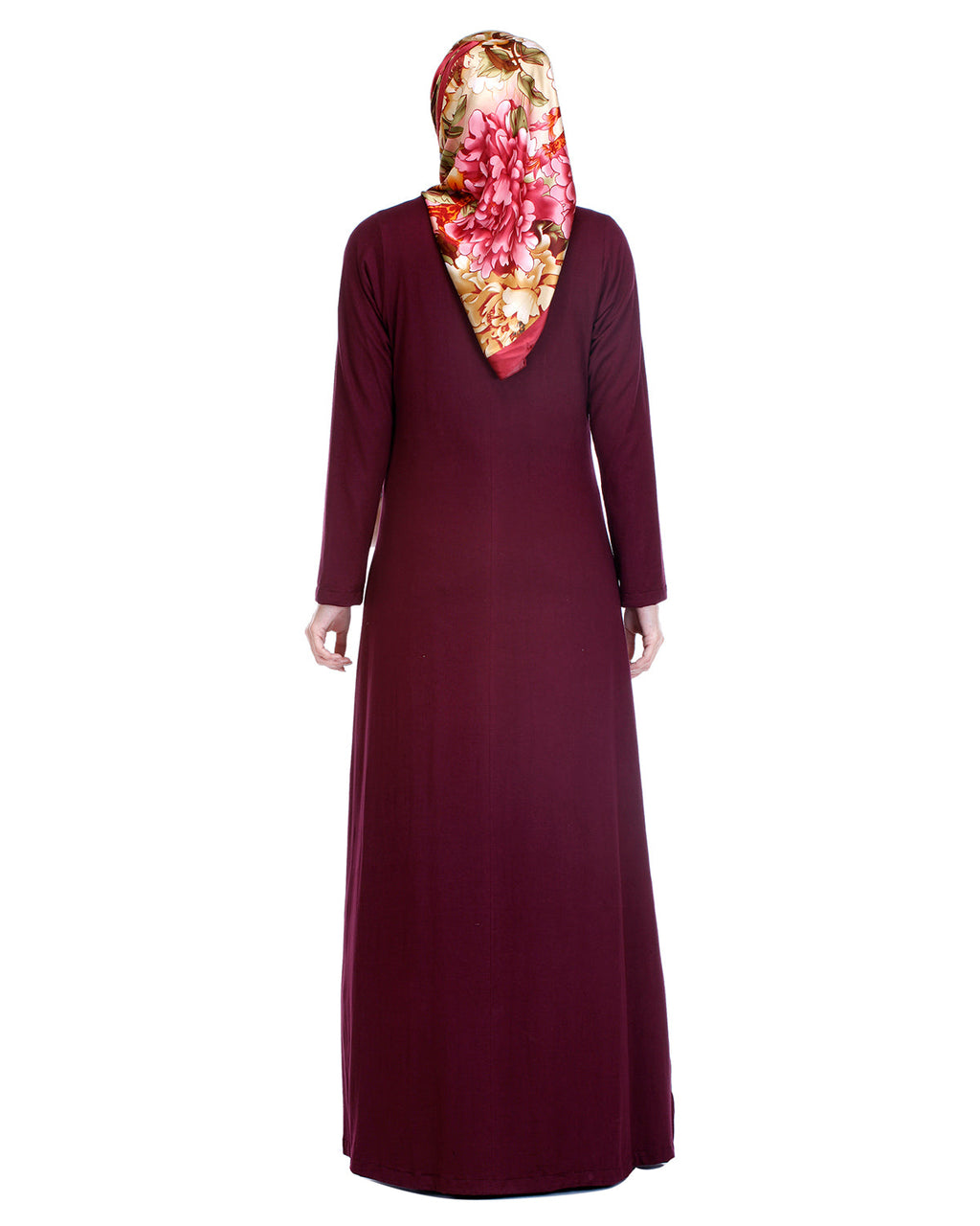 Pintuck Jersey Abaya Dark Maroon L