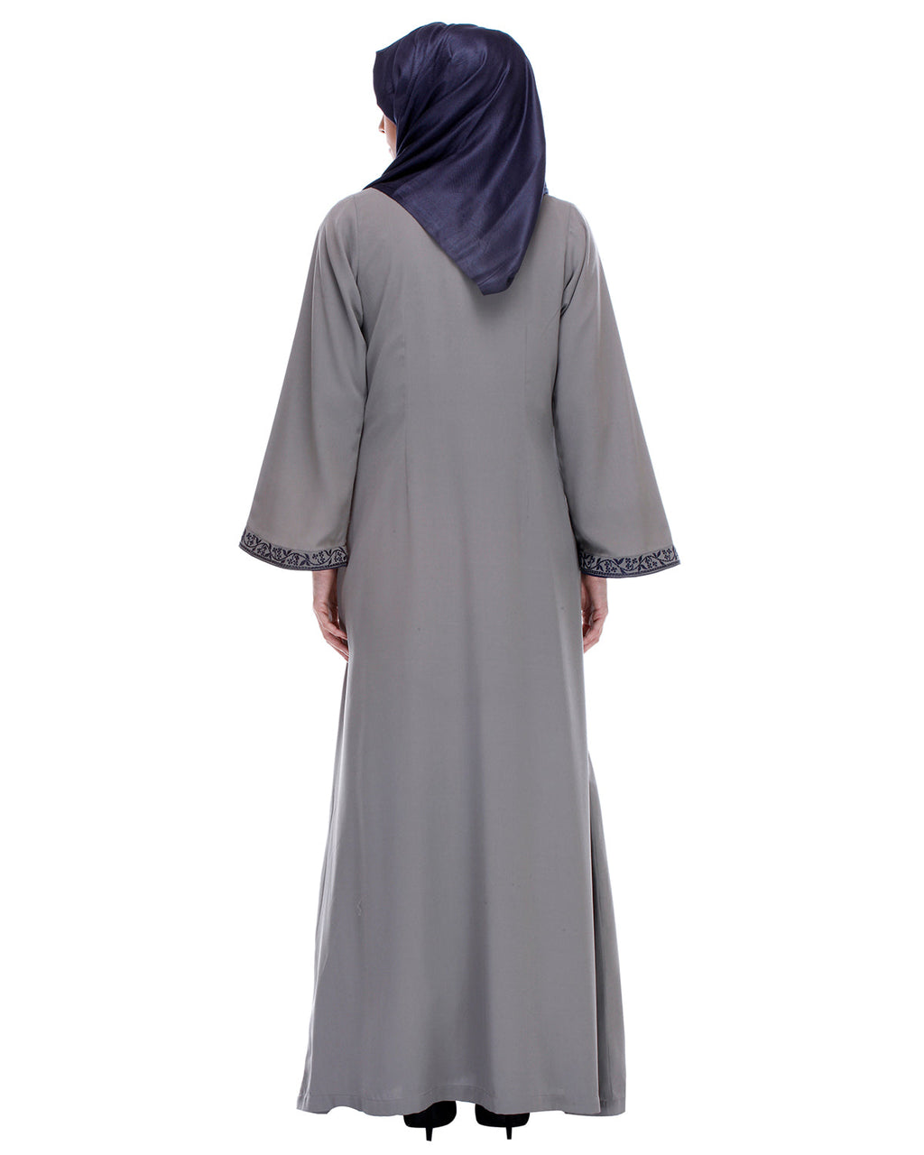Abaya With Embroidery Grey