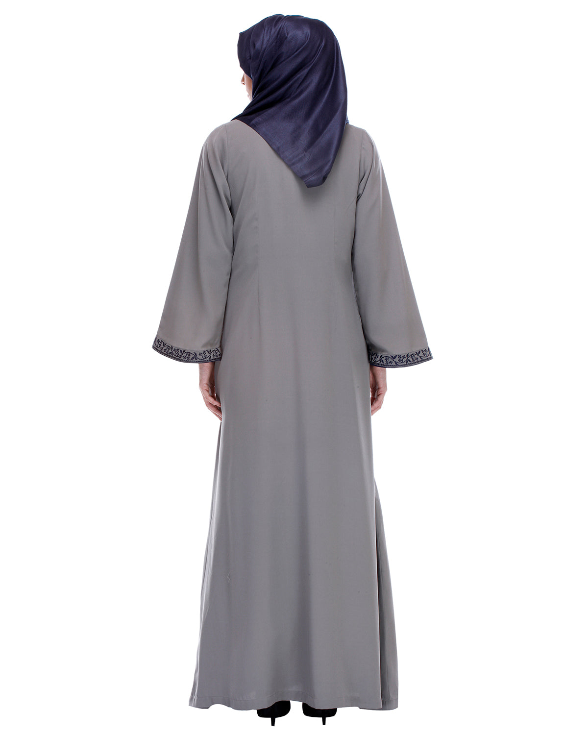 Abaya With Embroidery Grey
