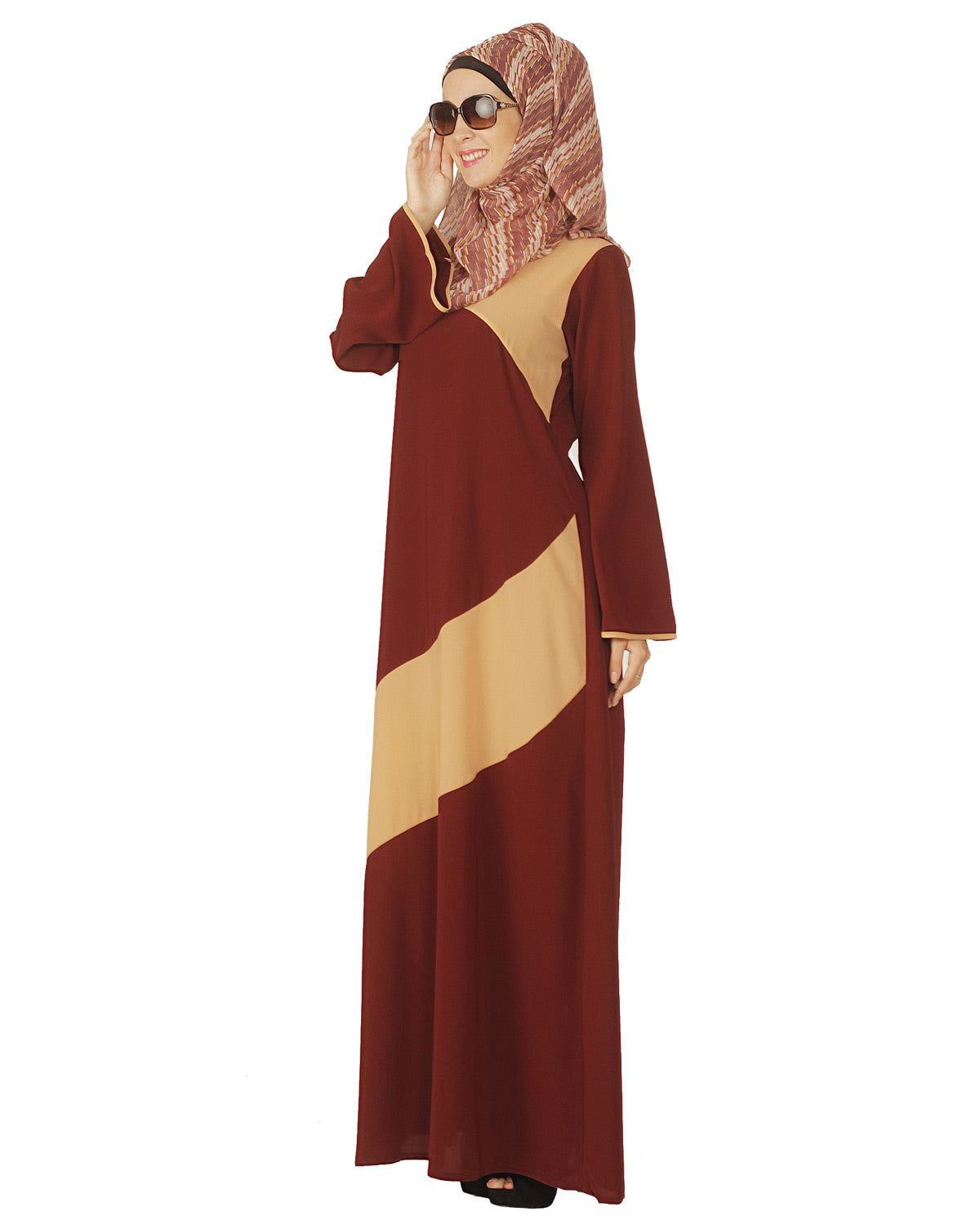 Simple Maroon and Abaya Beige