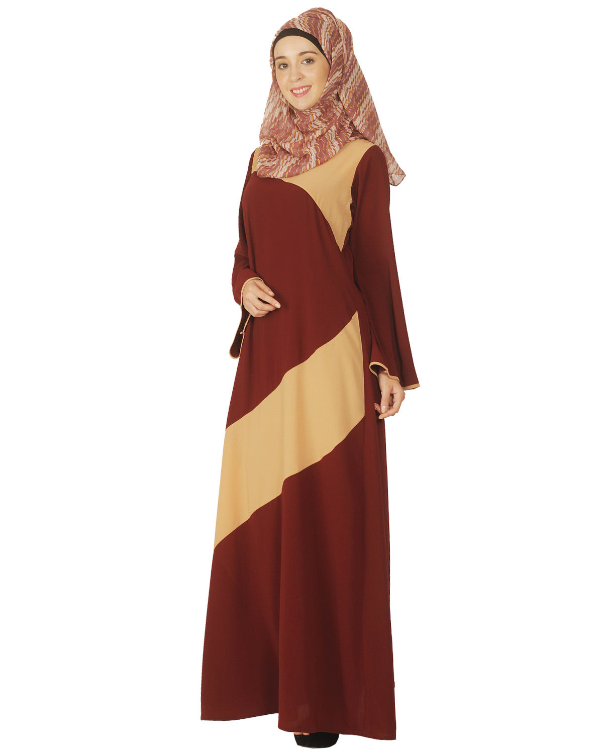 Simple Maroon and Abaya Beige