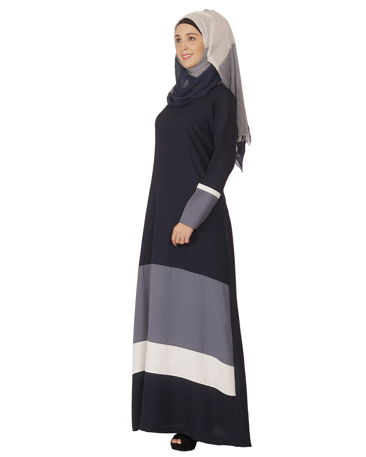 Colour Block Abaya Blue