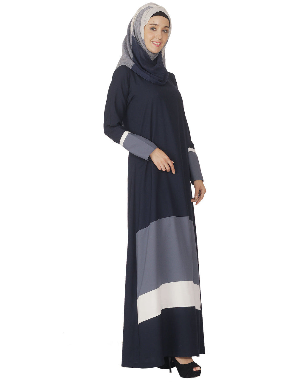 Colour Block Abaya Blue
