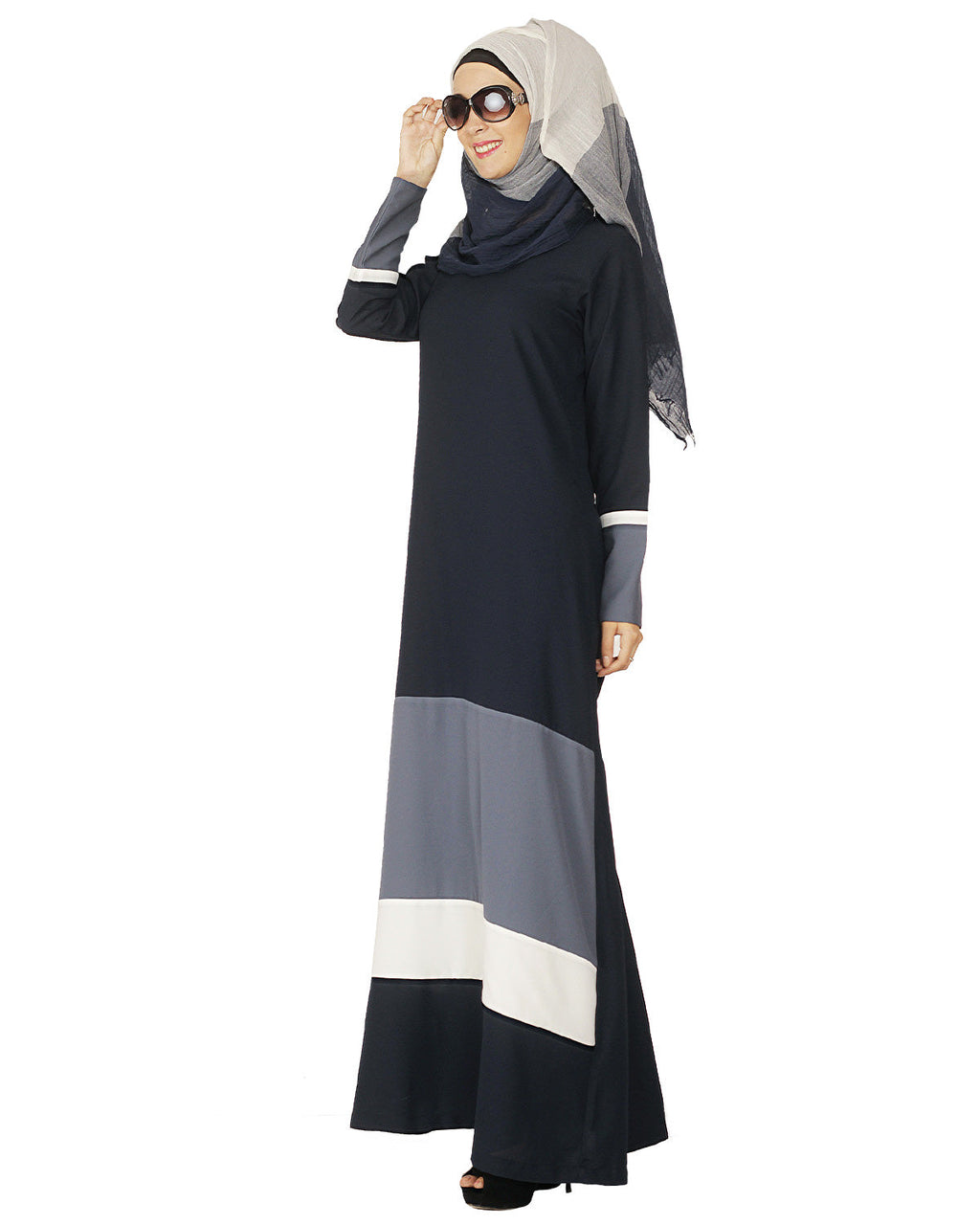 Colour Block Abaya Blue