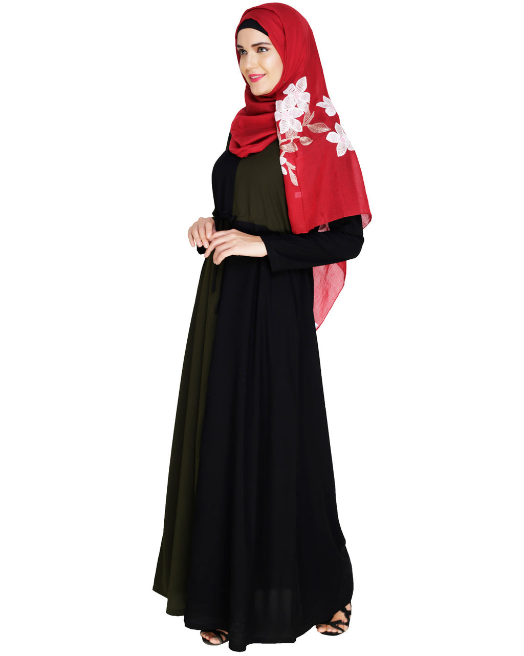 Colour Block Abaya Olive