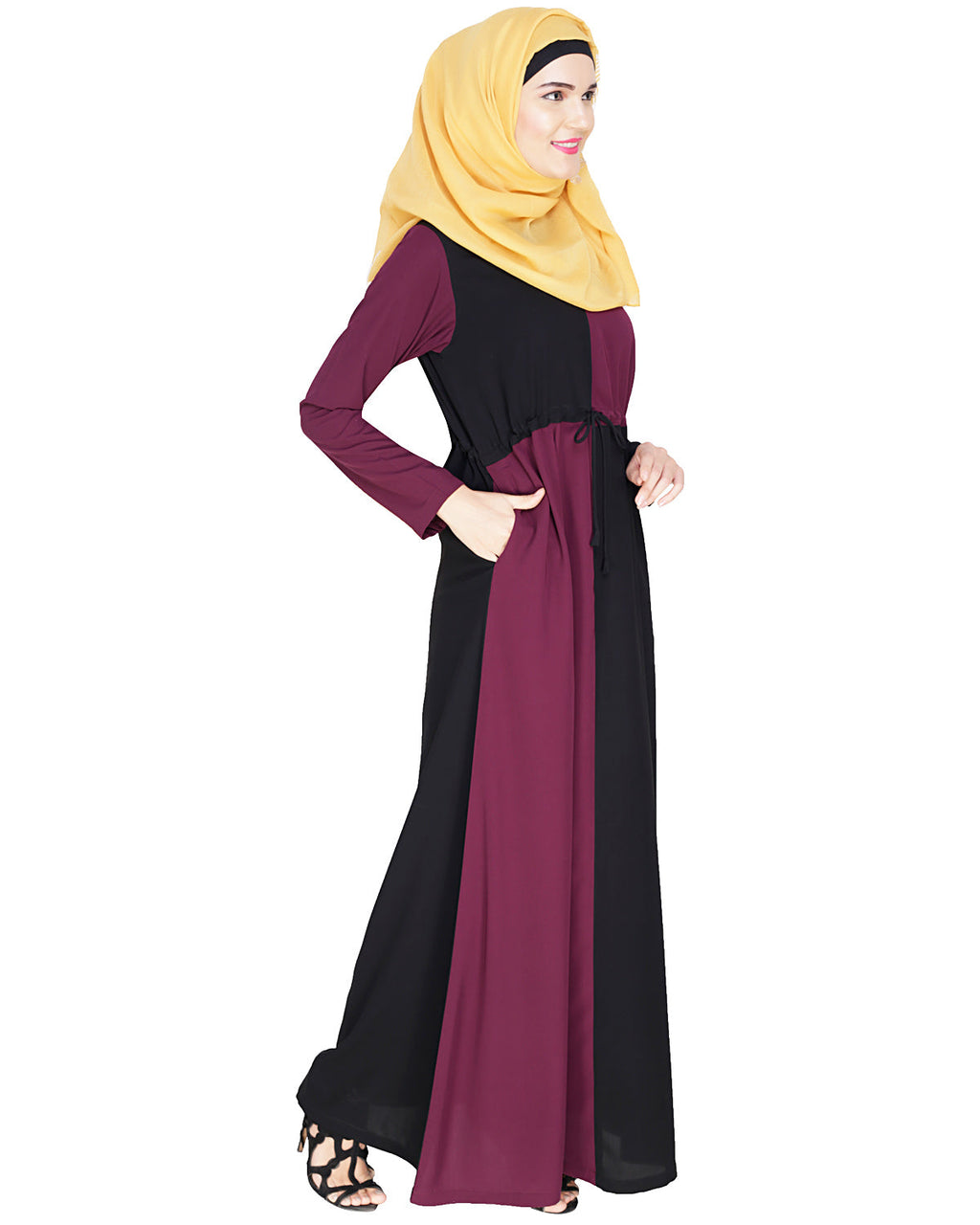 Colour Block Abaya Purple