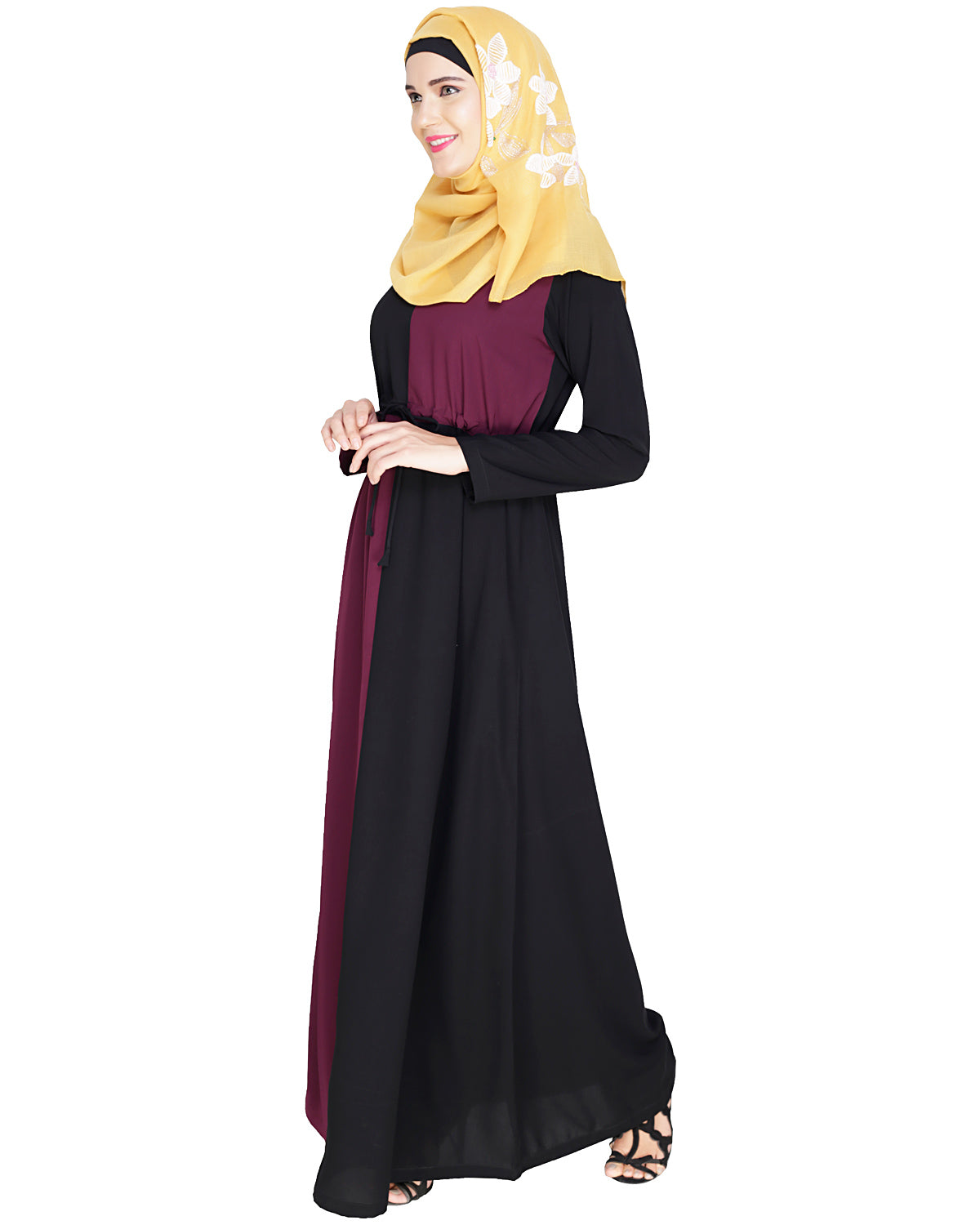 Colour Block Abaya Purple