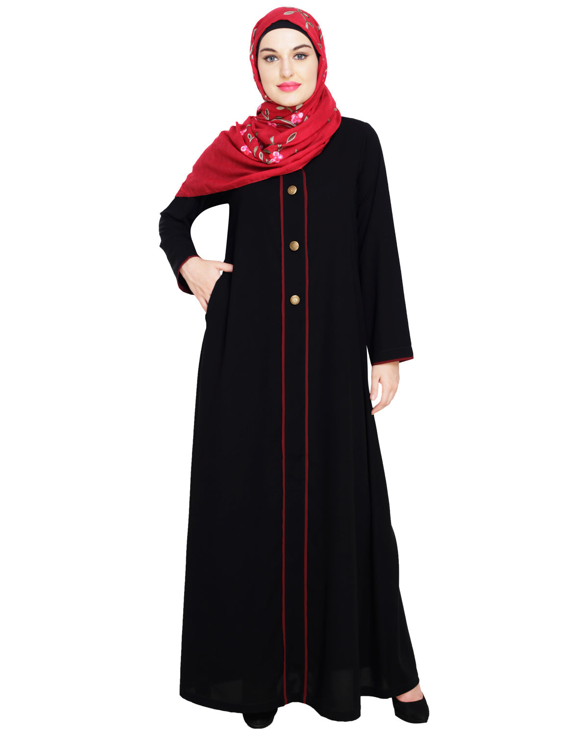 Sober Abaya with Detailing Black