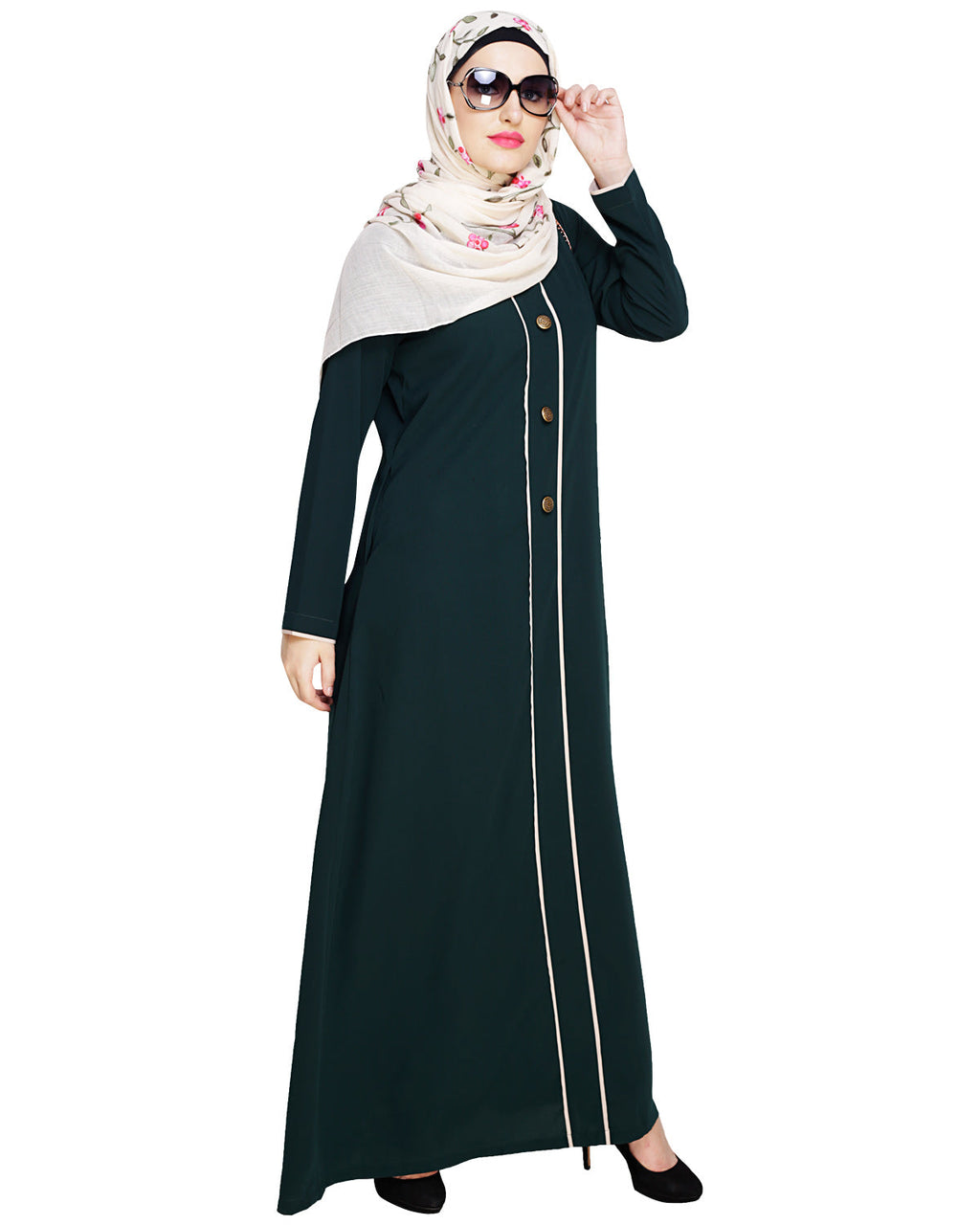 Sober Abaya with Detailing Blue