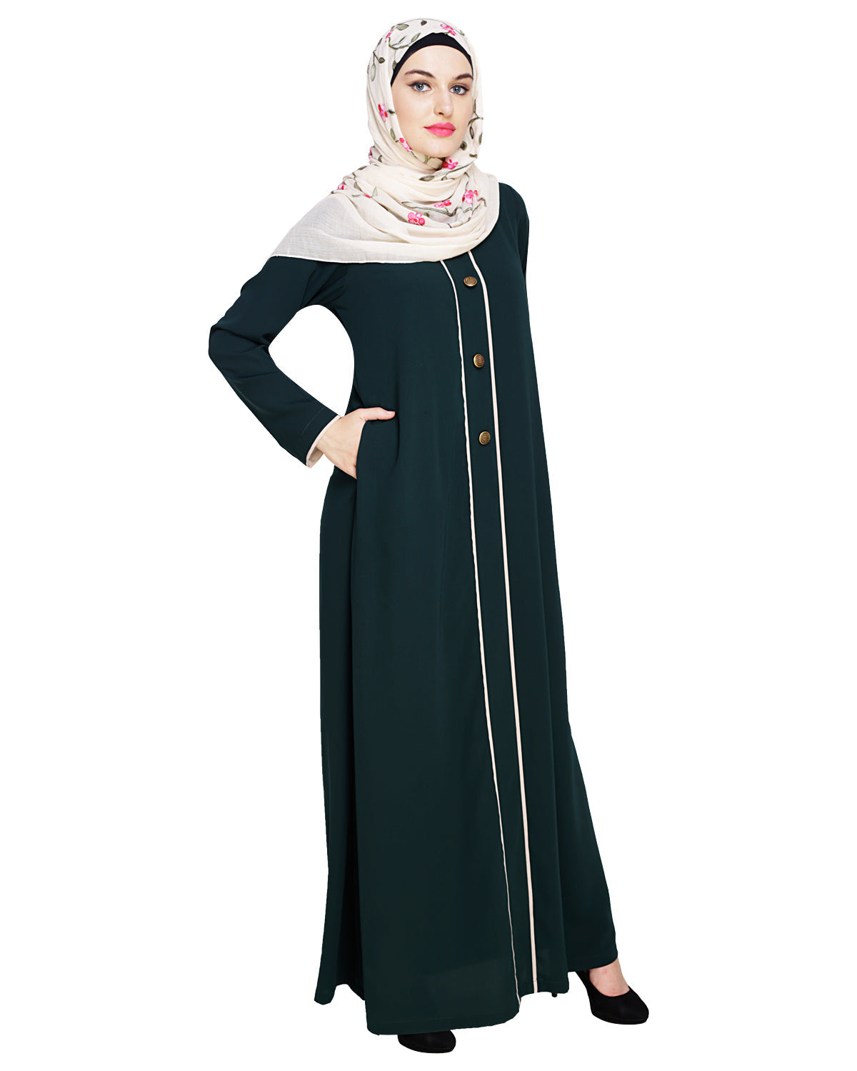 Sober Abaya with Detailing Blue
