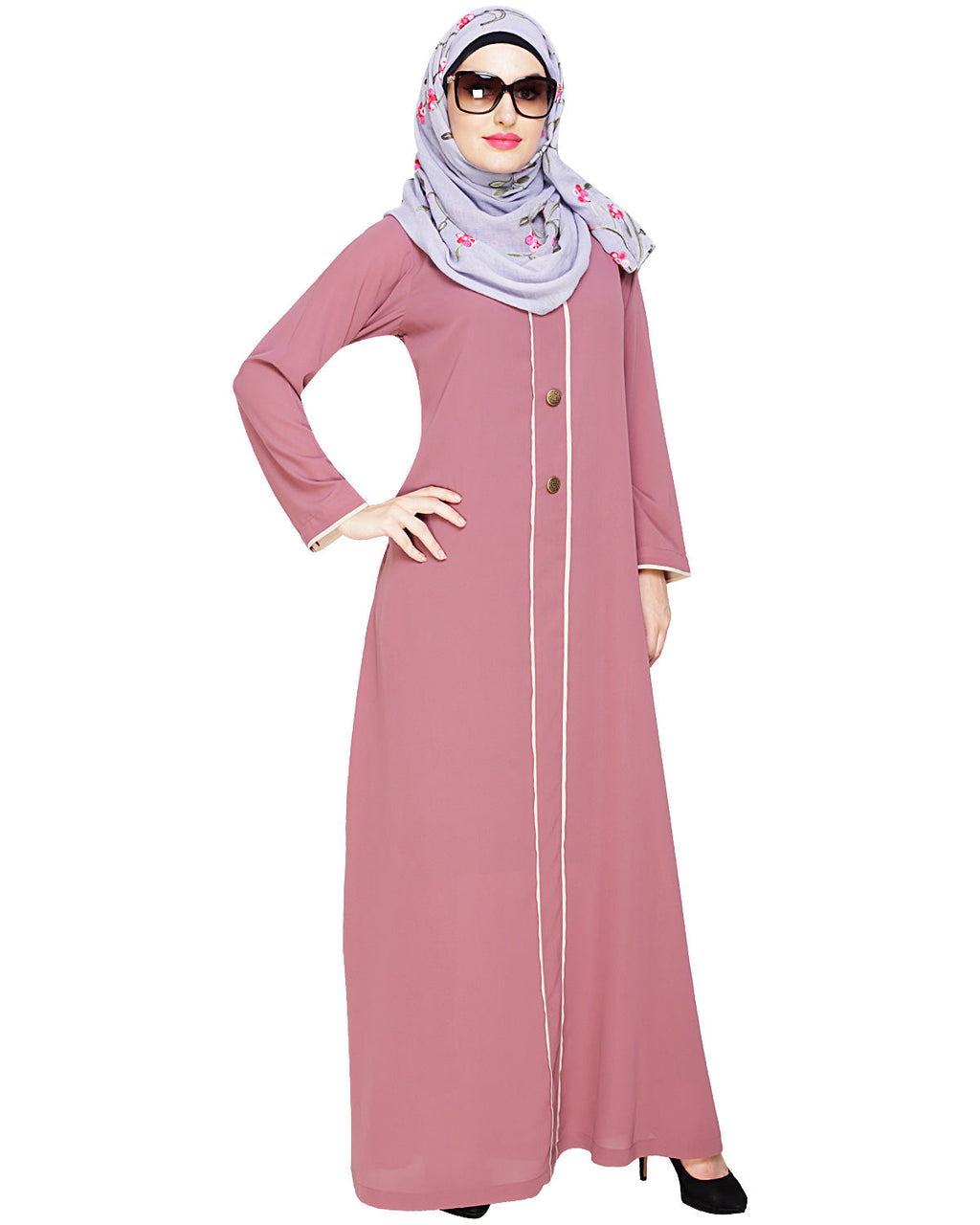 Sober Abaya with Detailing Grey
