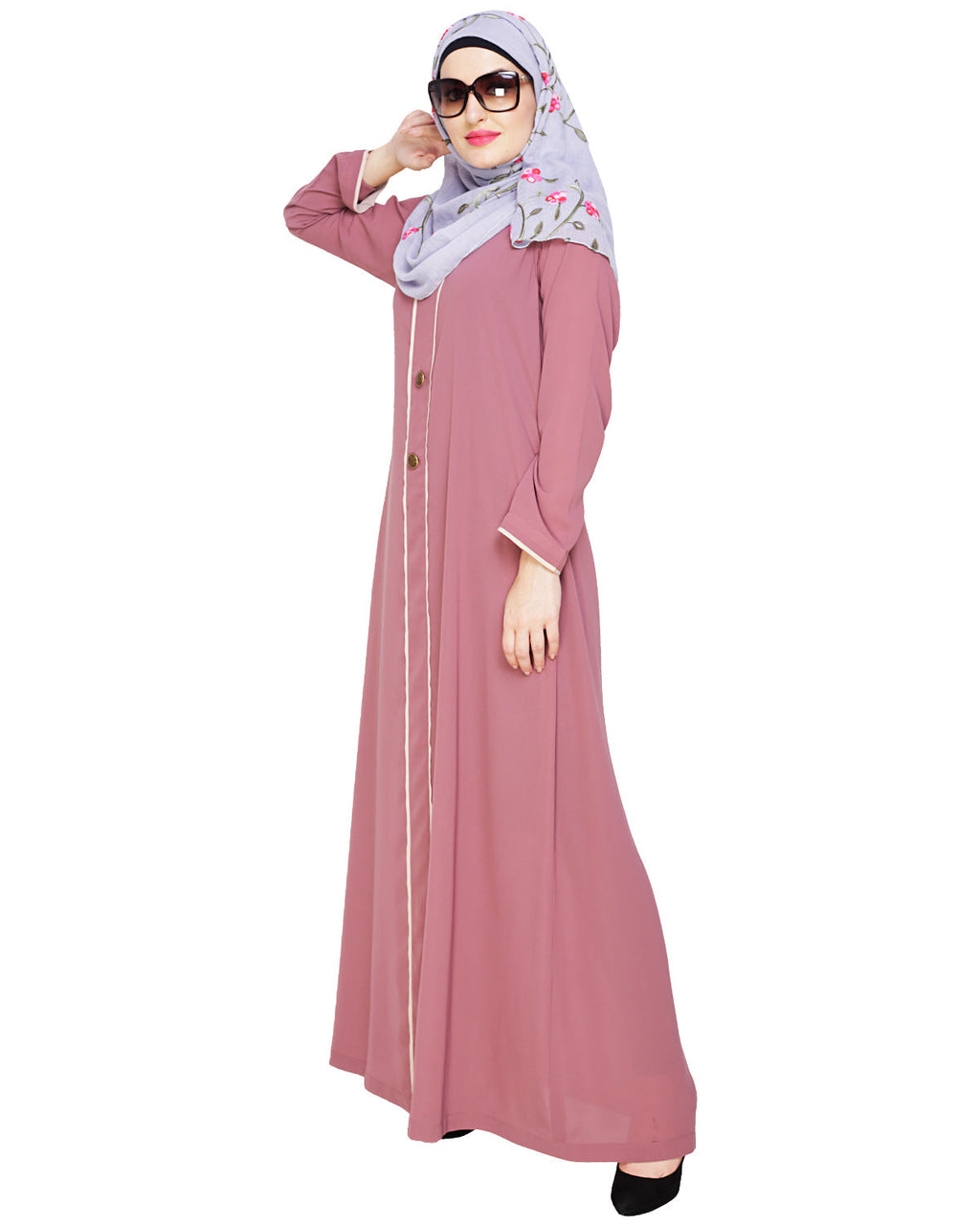 Sober Abaya with Detailing Grey