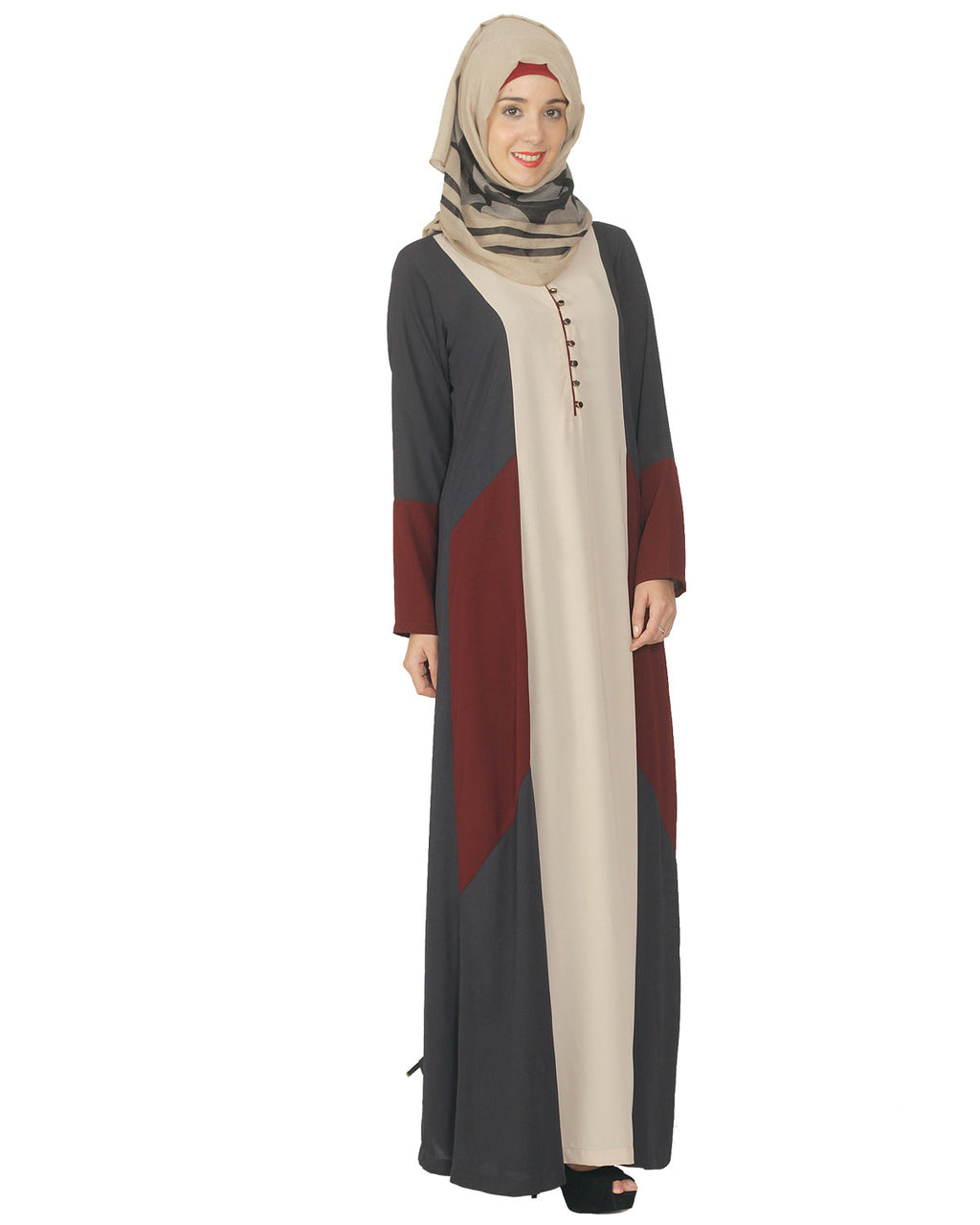 Multicolour Abaya Beige