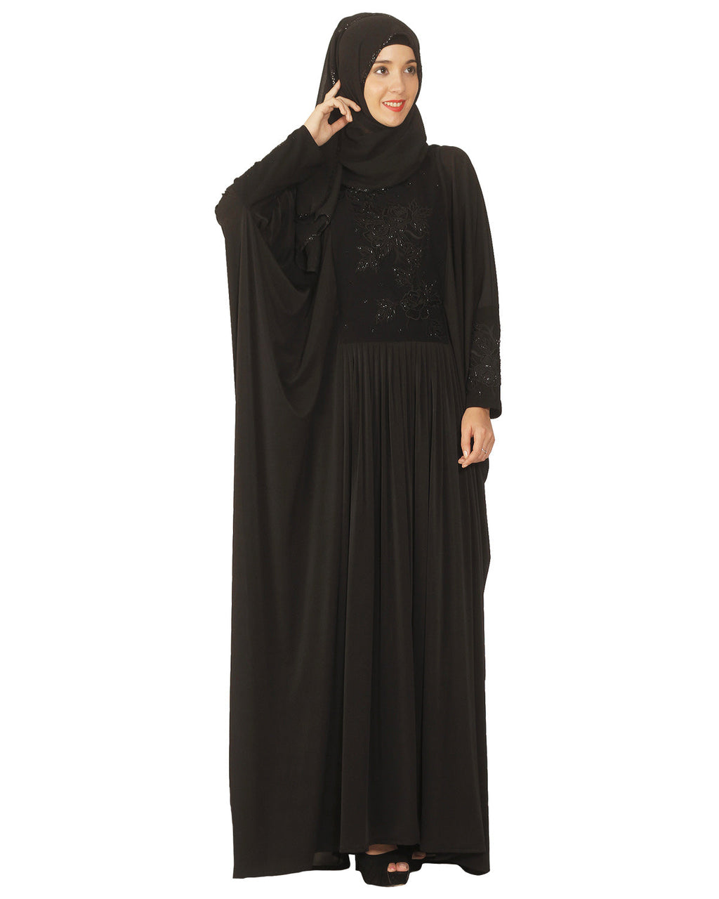 Kaftan wth Katdana Embroidery Black