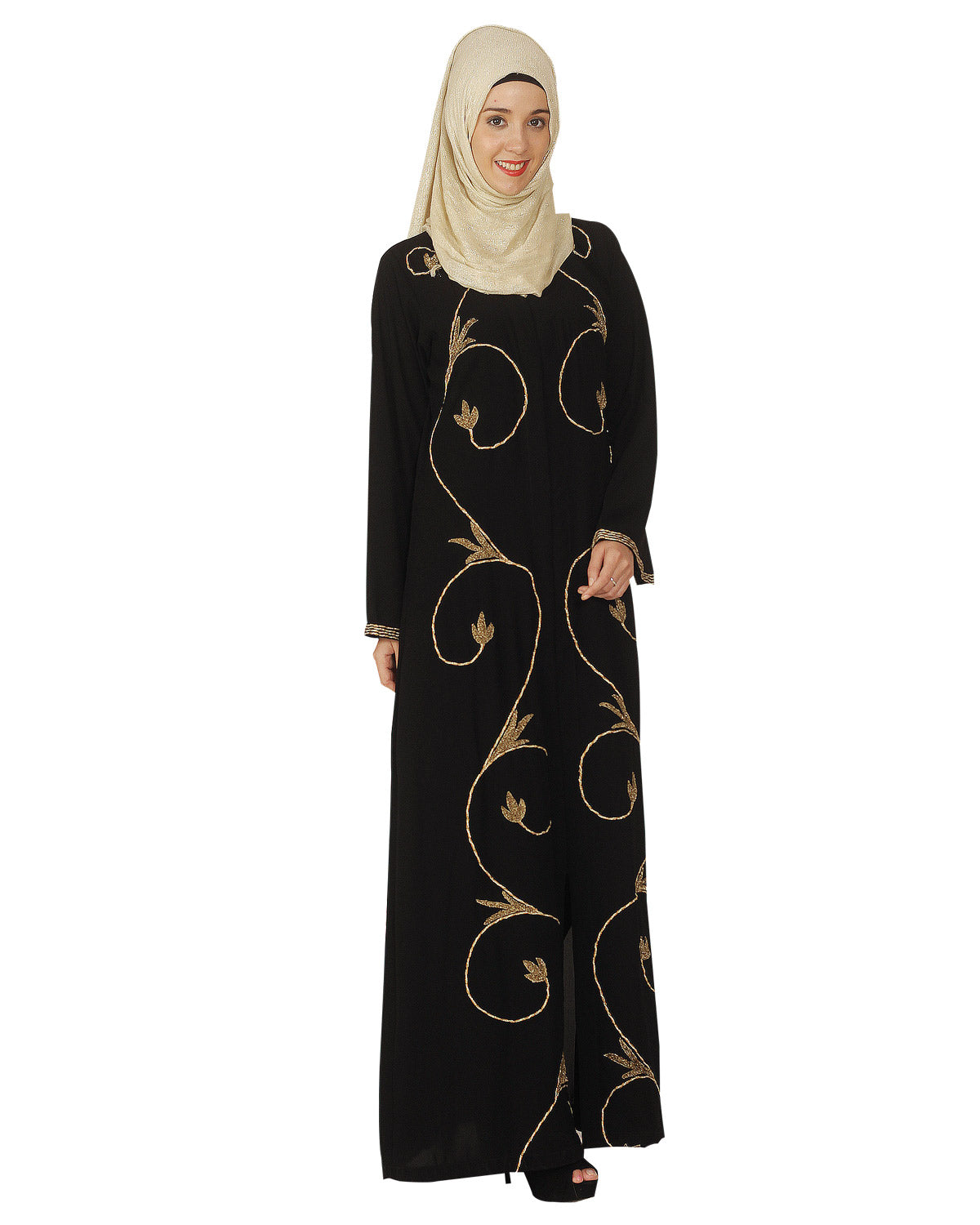 Abaya with Zari Dori Work Black
