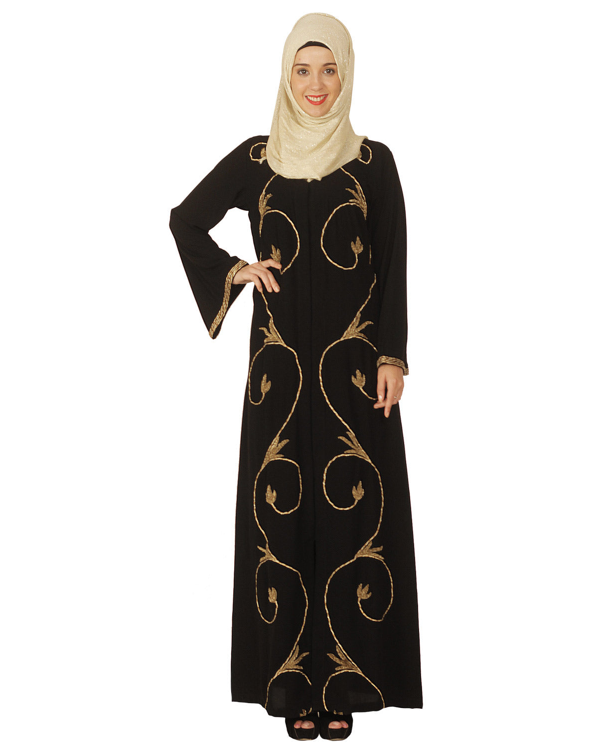 Abaya with Zari Dori Work Black