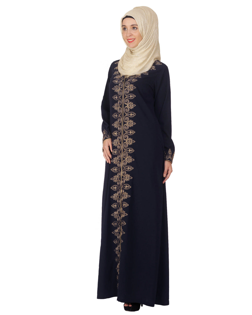 Blue Abaya with Dori Embroidery
