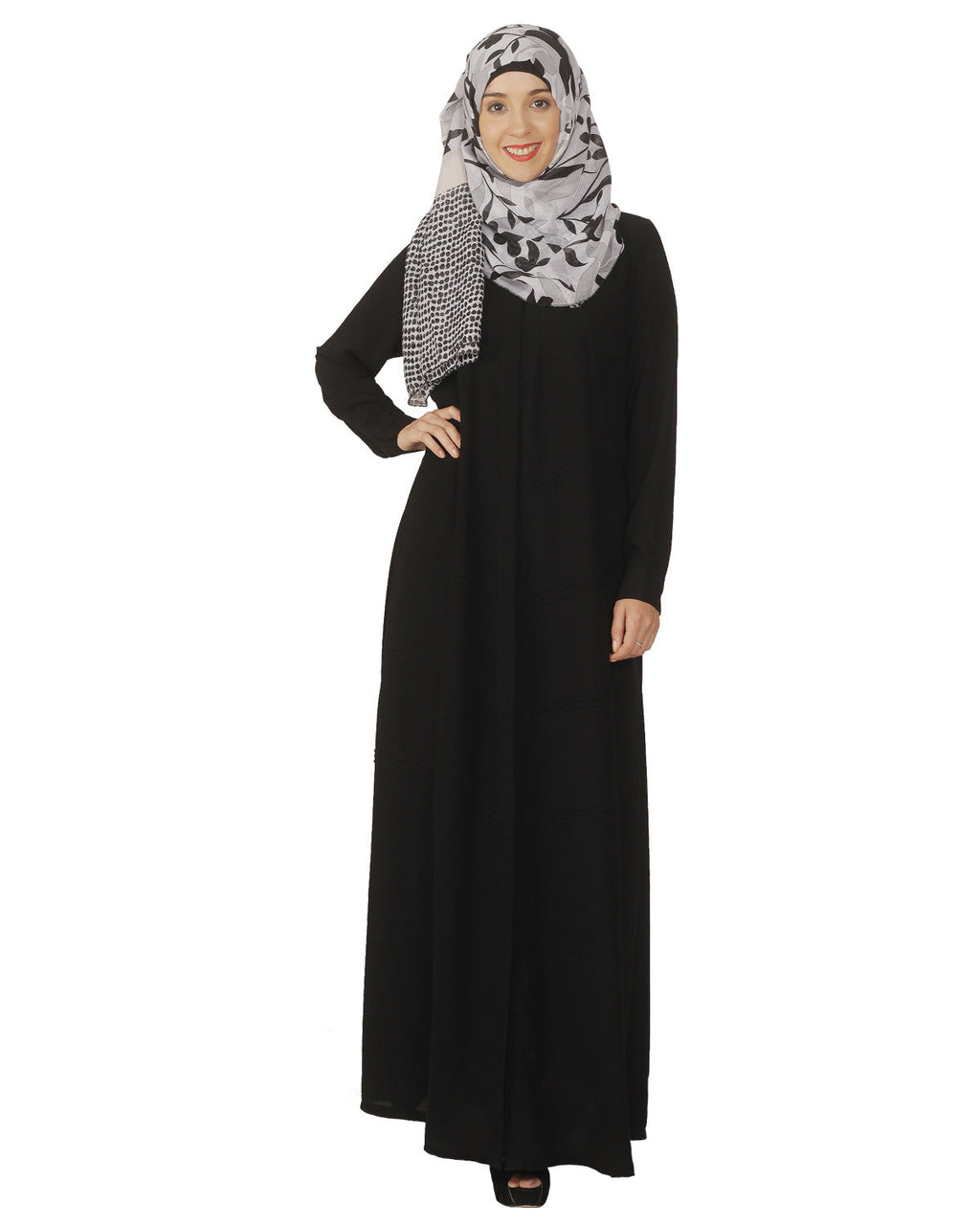 Pintuck Abaya Black
