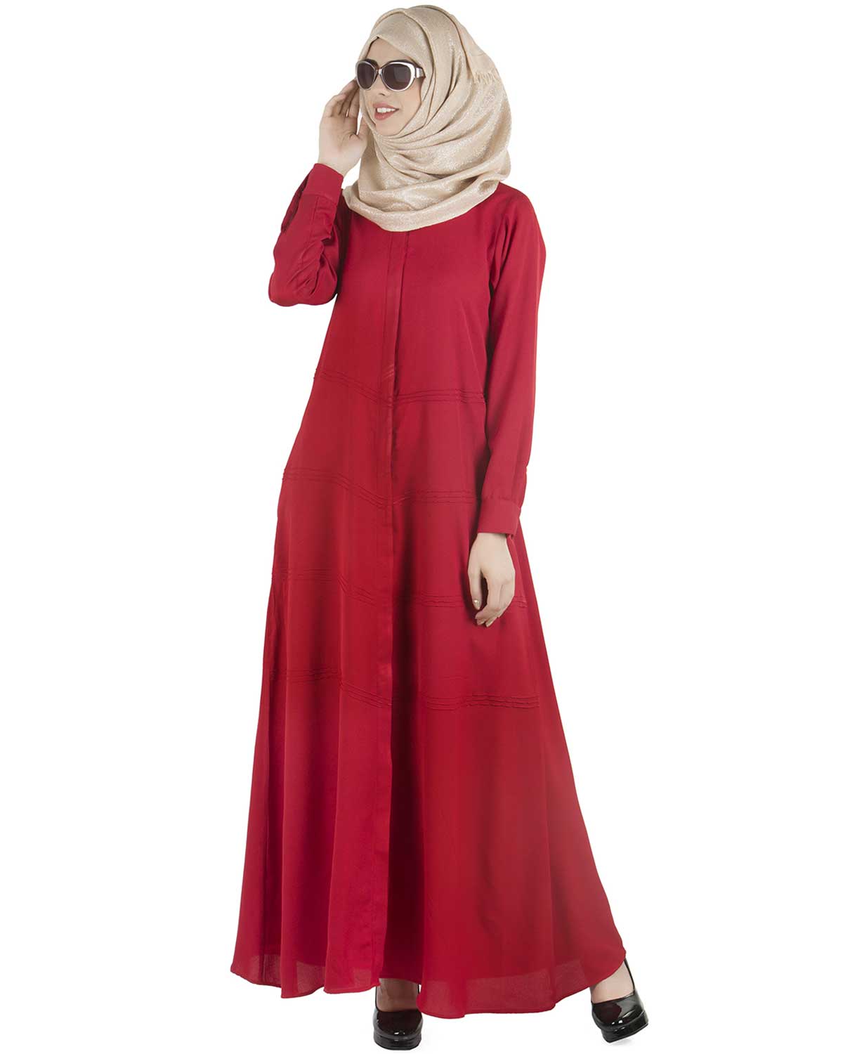 Pintuck Abaya Maroon